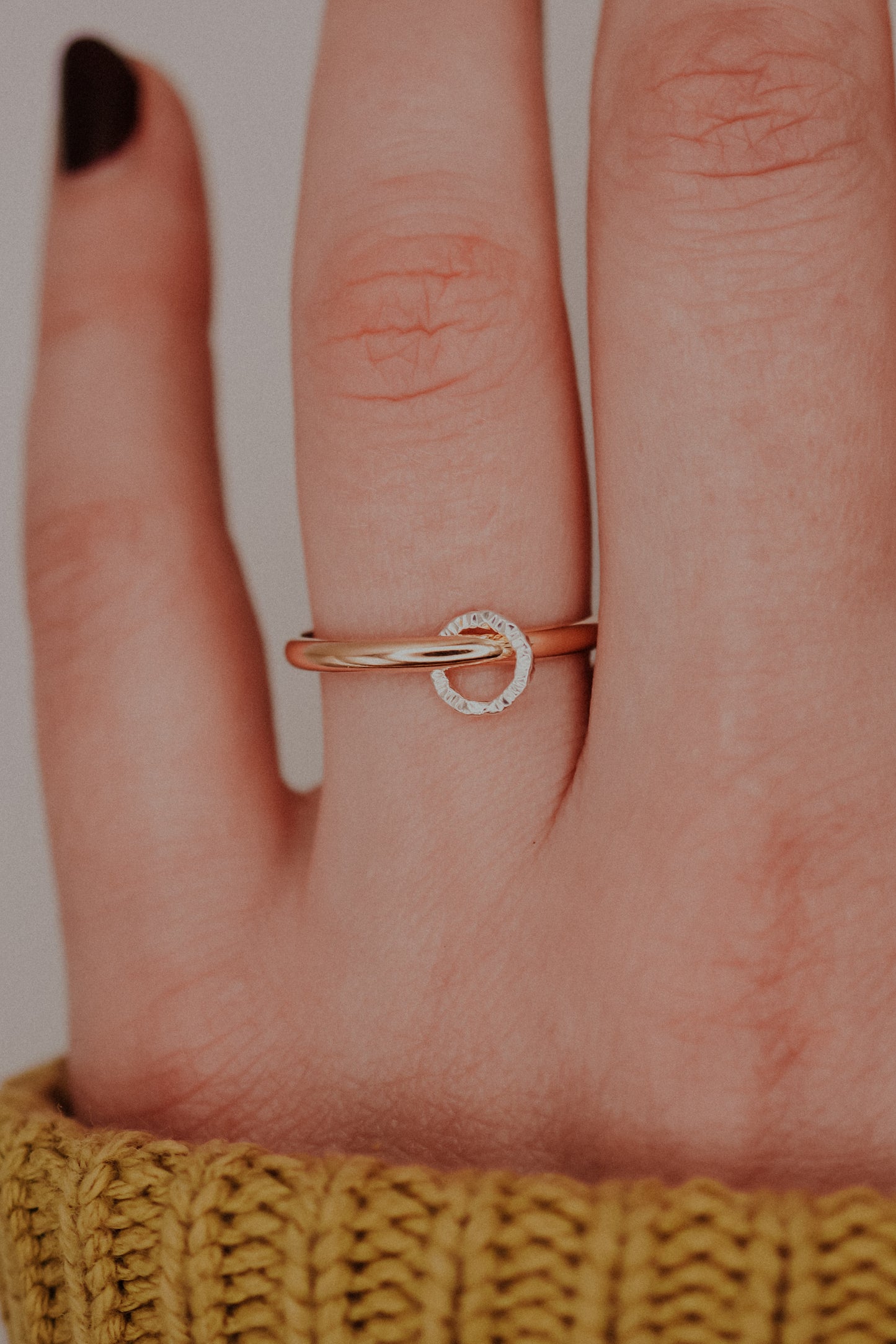 Solitaire Sparkle Link Ring, Mixed Metals