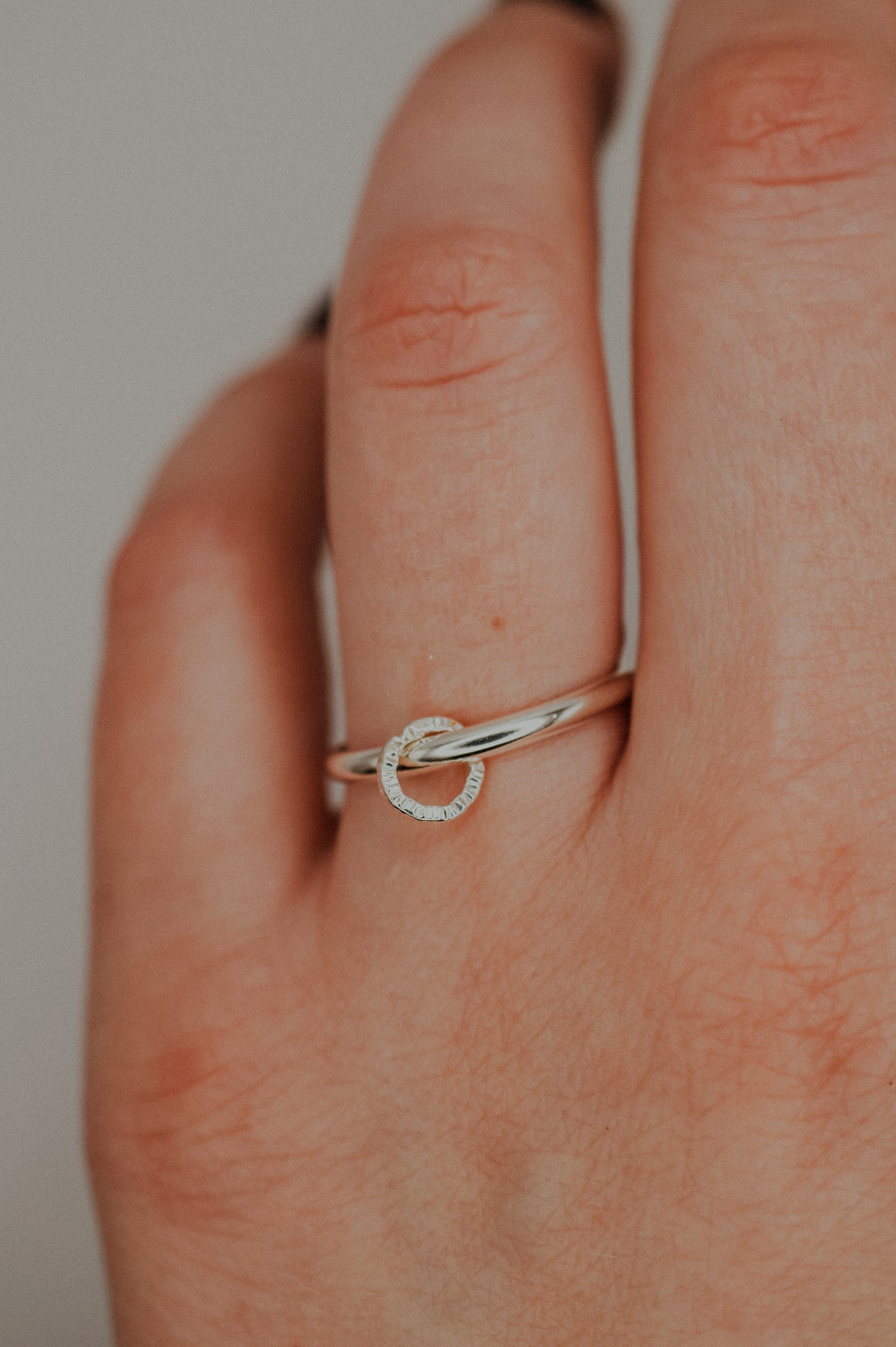 Solitaire Sparkle Link Ring, Sterling Silver