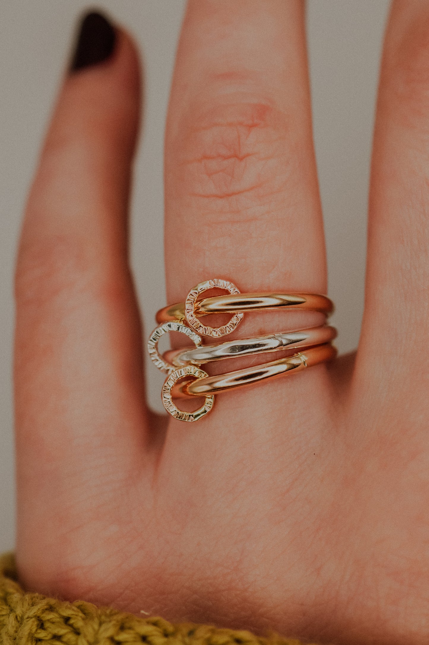Solitaire Sparkle Link Ring, 14K Gold Fill