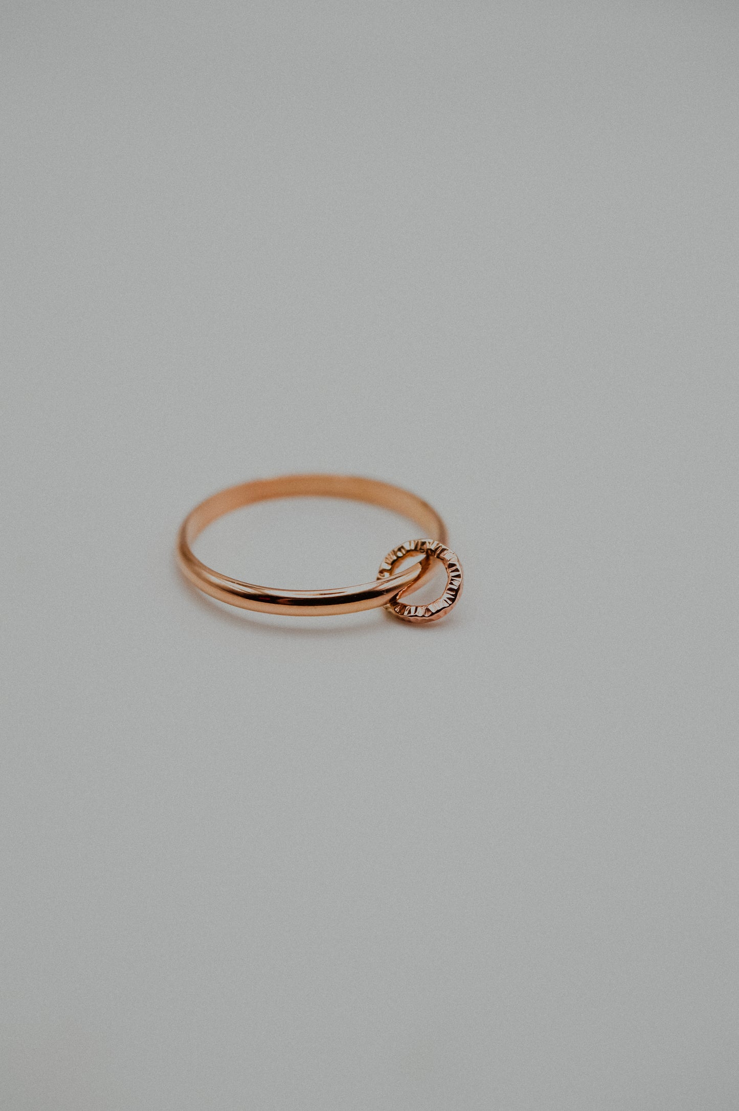 Solitaire Sparkle Link Ring, 14K Rose Gold Fill