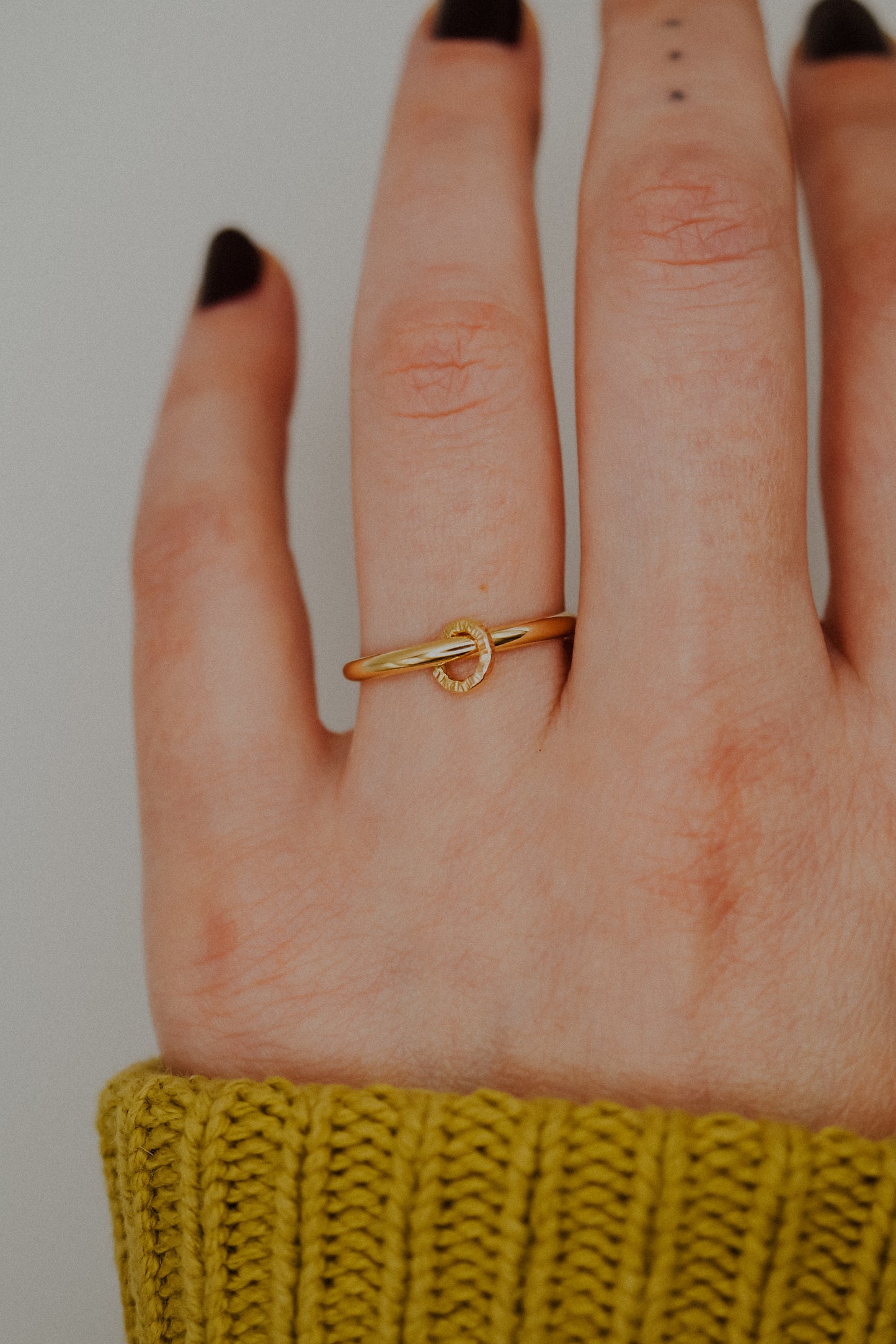 Solitaire Sparkle Link Ring, 14K Gold Fill