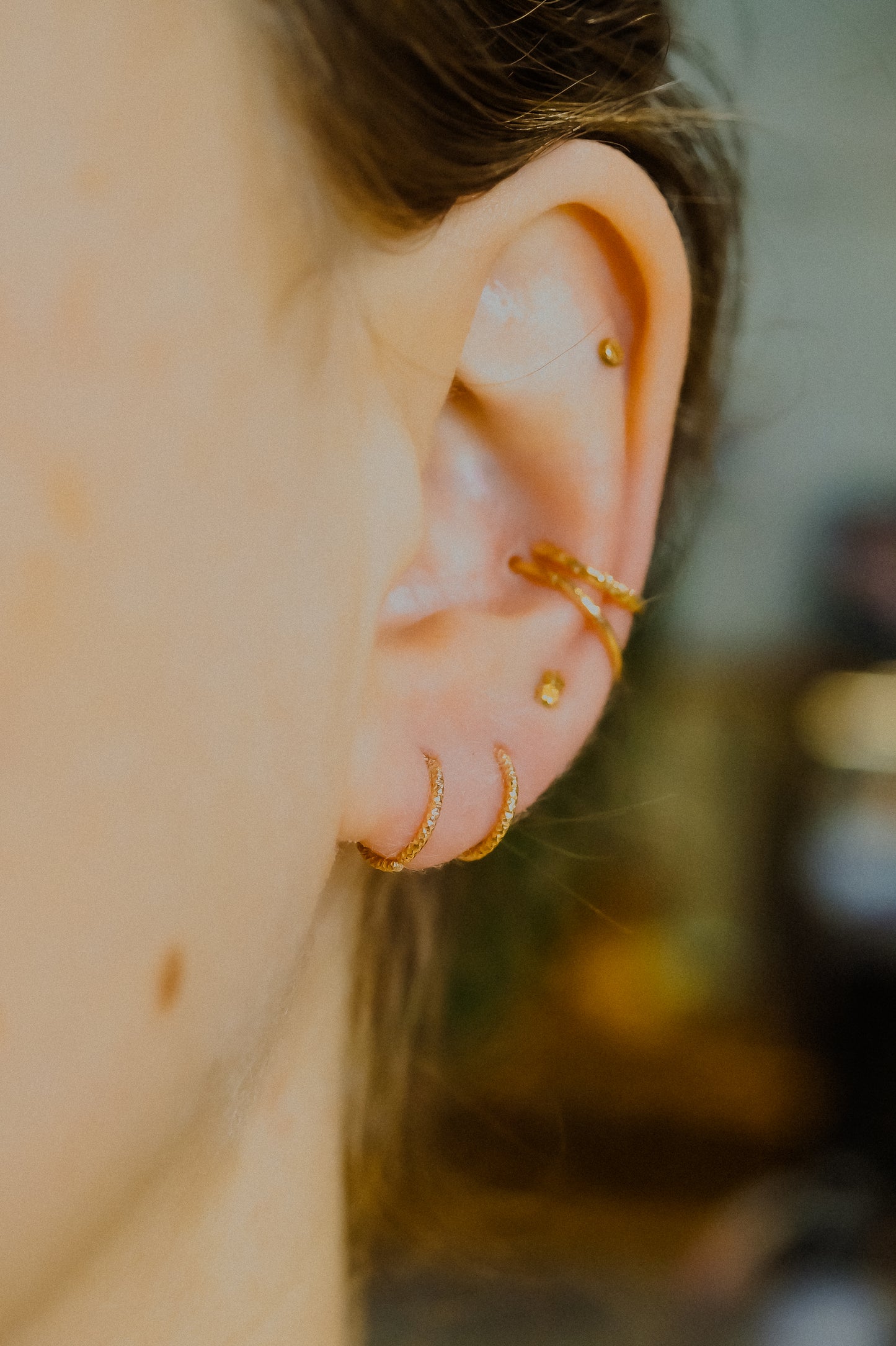 Sparkle Huggie Hoop Earring in Solid 14K Gold