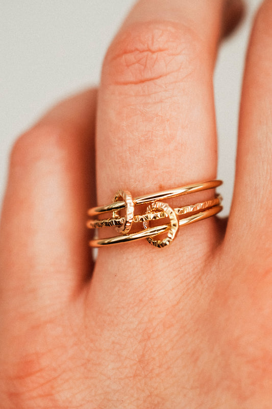 Sparkle Ladder Link Ring, 14K Gold Fill