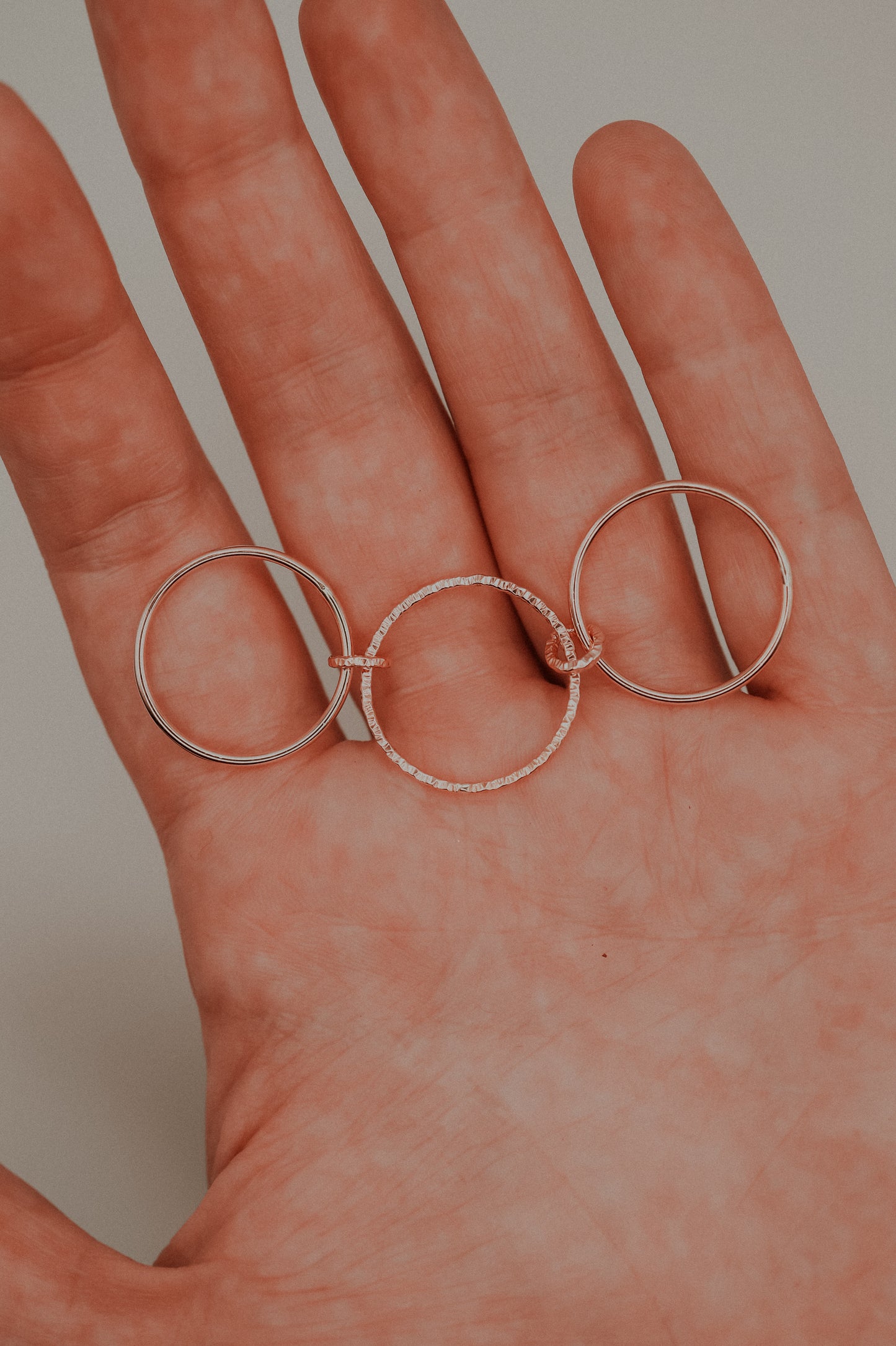 Sparkle Ladder Link Ring, 14K Rose Gold Fill