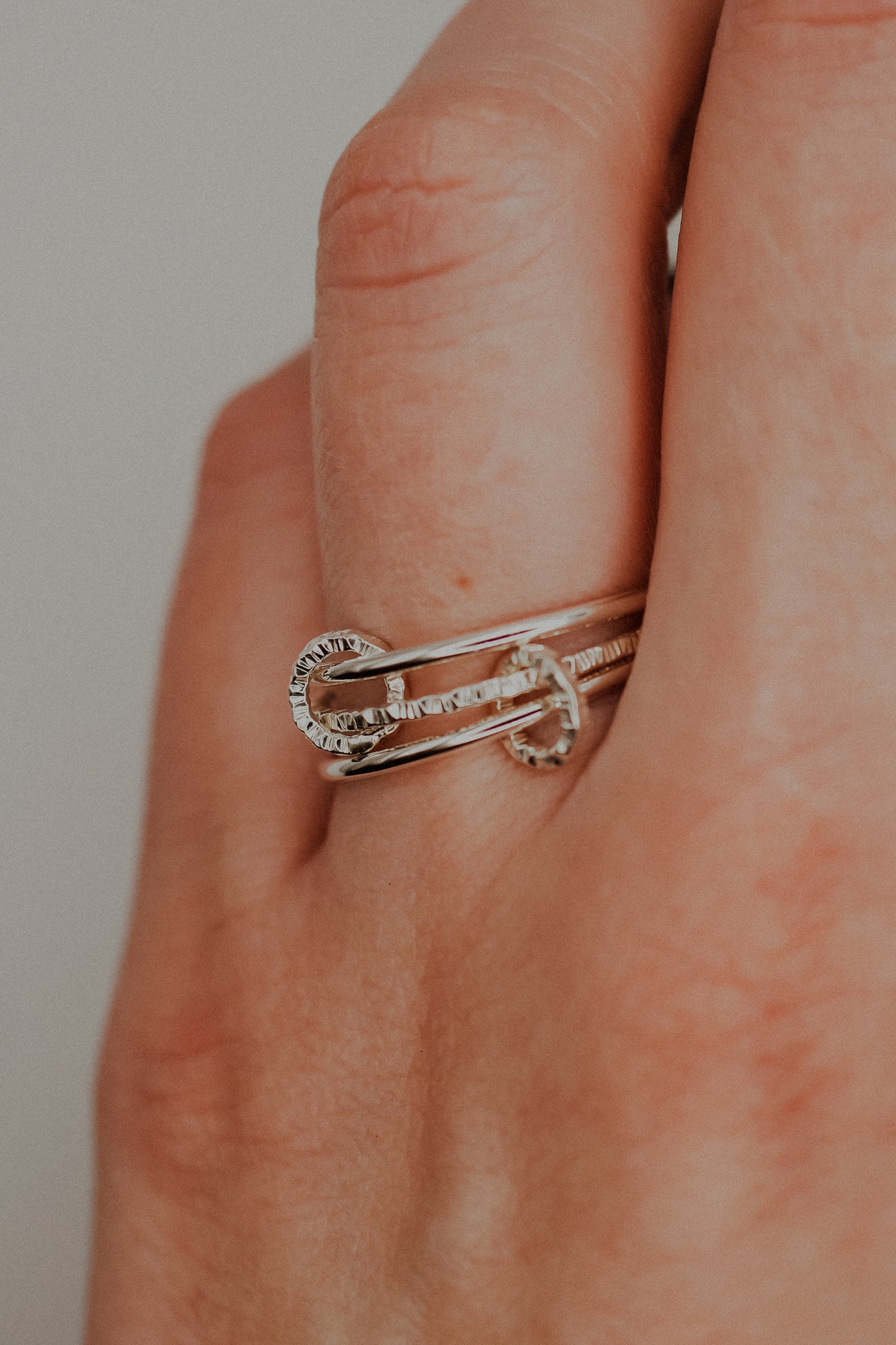Sparkle Ladder Link Ring, Sterling Silver