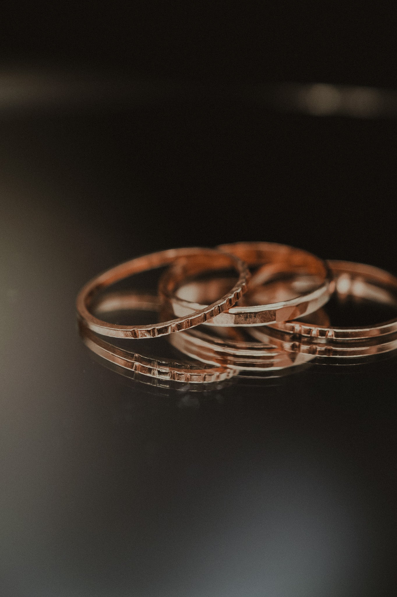 Half Lined Ring, 14K Rose Gold Fill