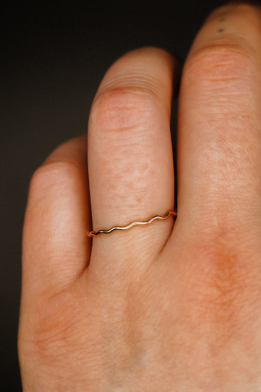 Squiggle Ring, Solid 14K Rose Gold