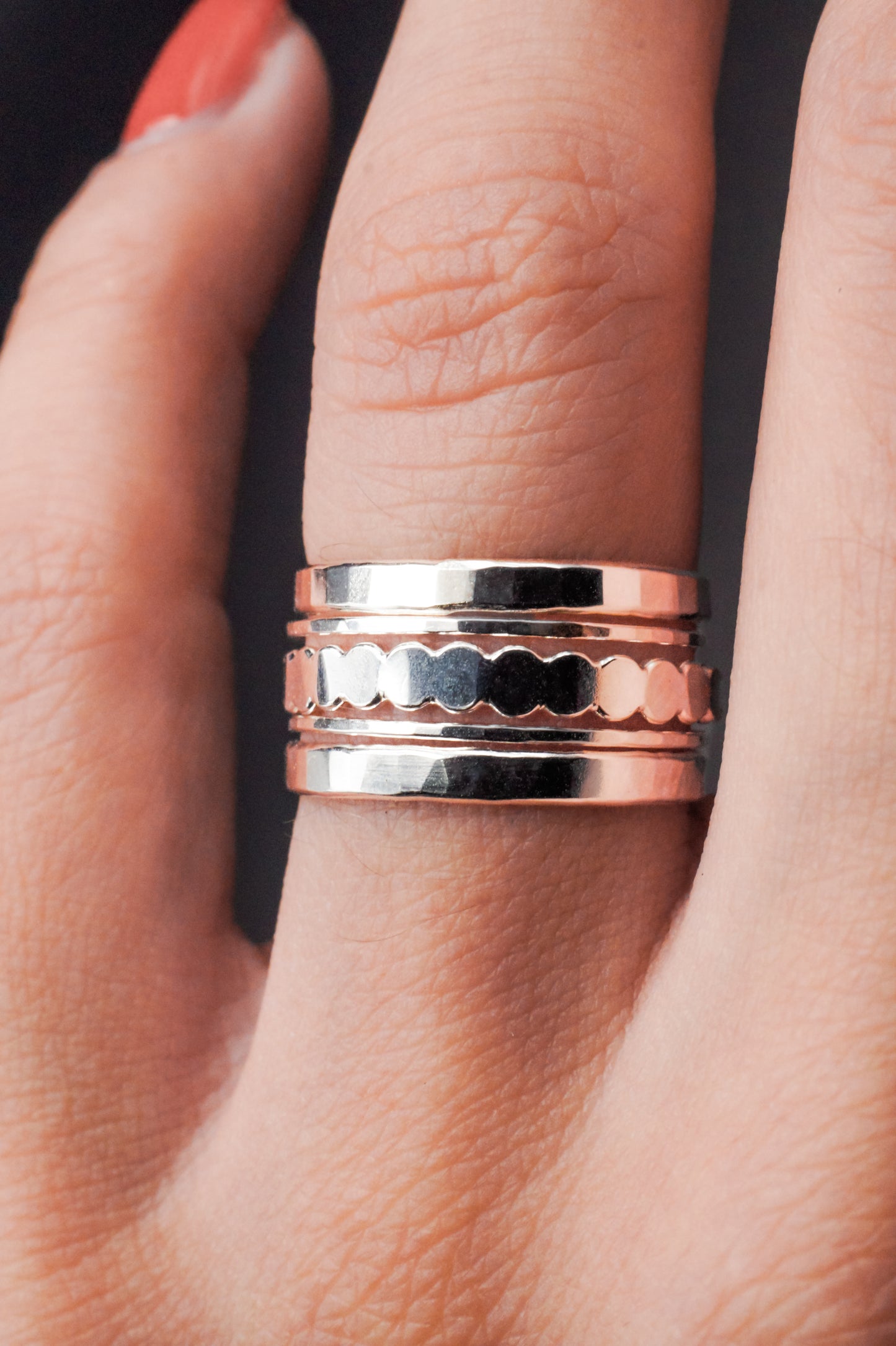 The Ultimate Bead Set of 5 Stacking Rings, Gold Fill, Rose Gold Fill or Sterling Silver