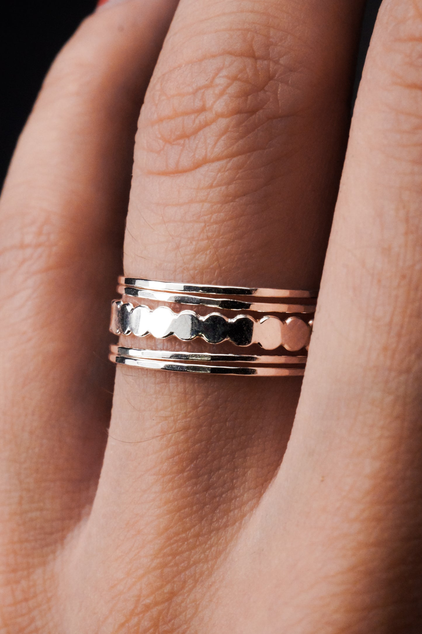 The Minimal Bead Set of 5 Stacking Rings, Gold Fill, Rose Gold Fill or Sterling Silver