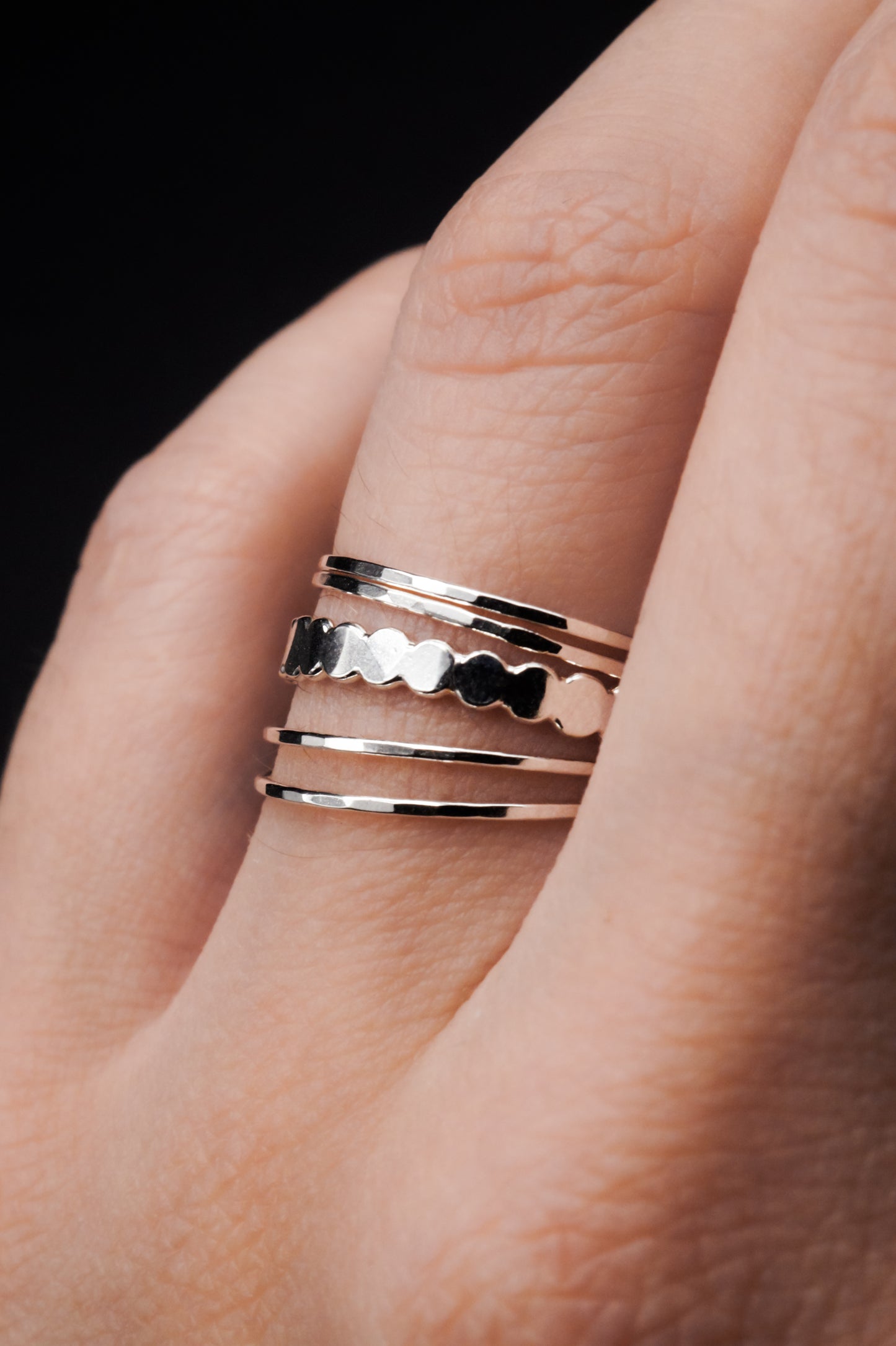 The Minimal Bead Set of 5 Stacking Rings, Gold Fill, Rose Gold Fill or Sterling Silver