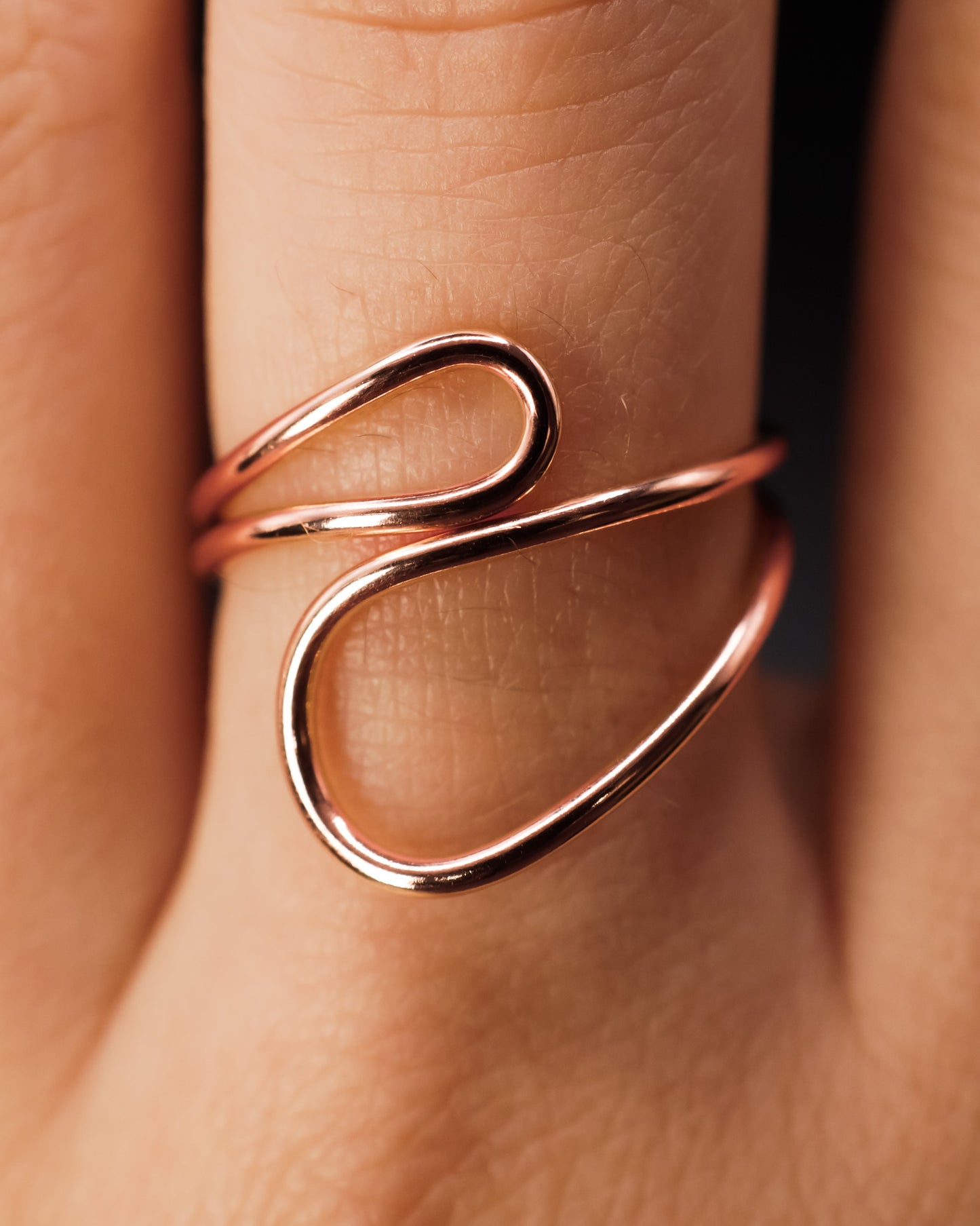 Wave Cuff Ring, 14K Rose Gold Fill