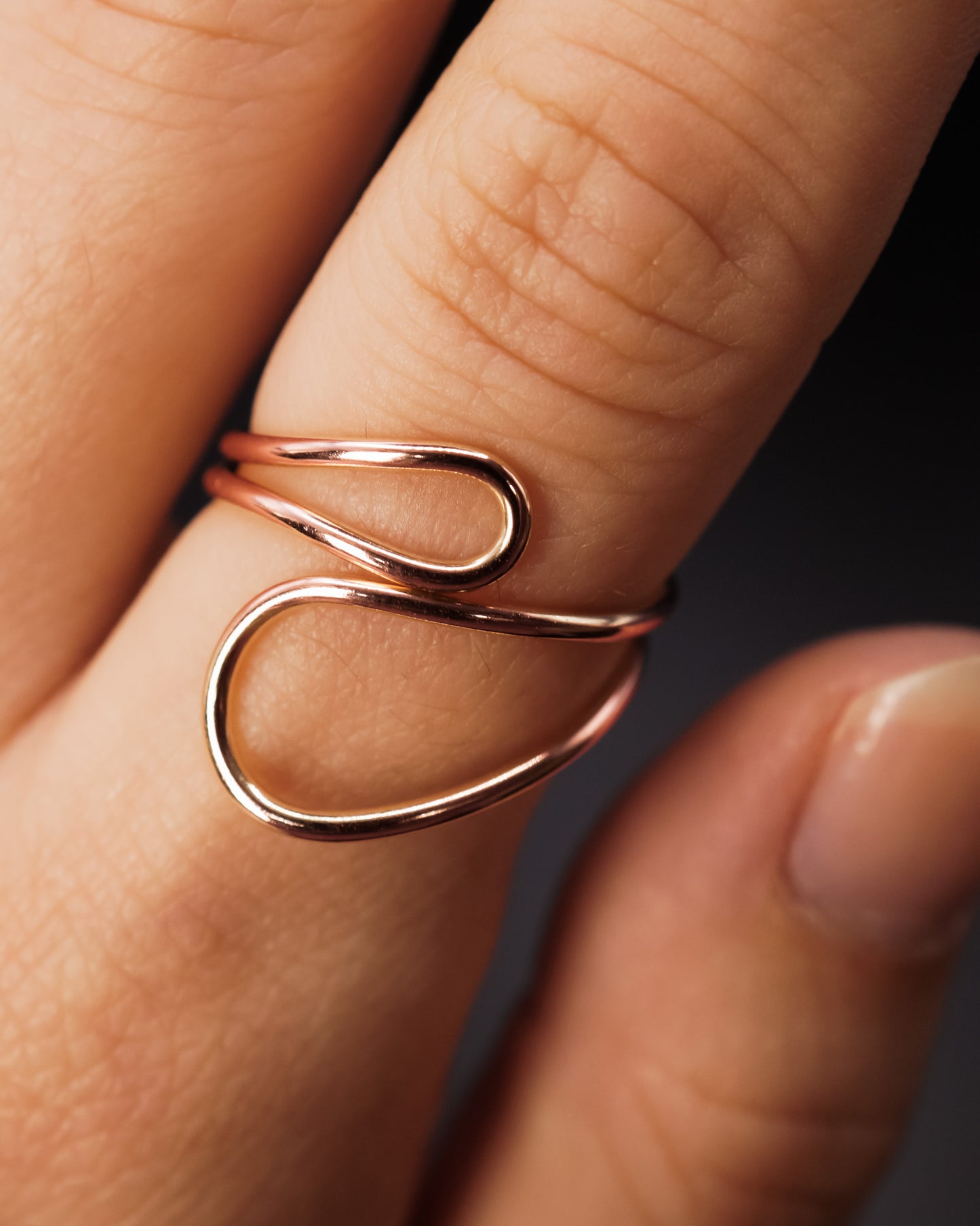 Wave Cuff Ring, 14K Rose Gold Fill