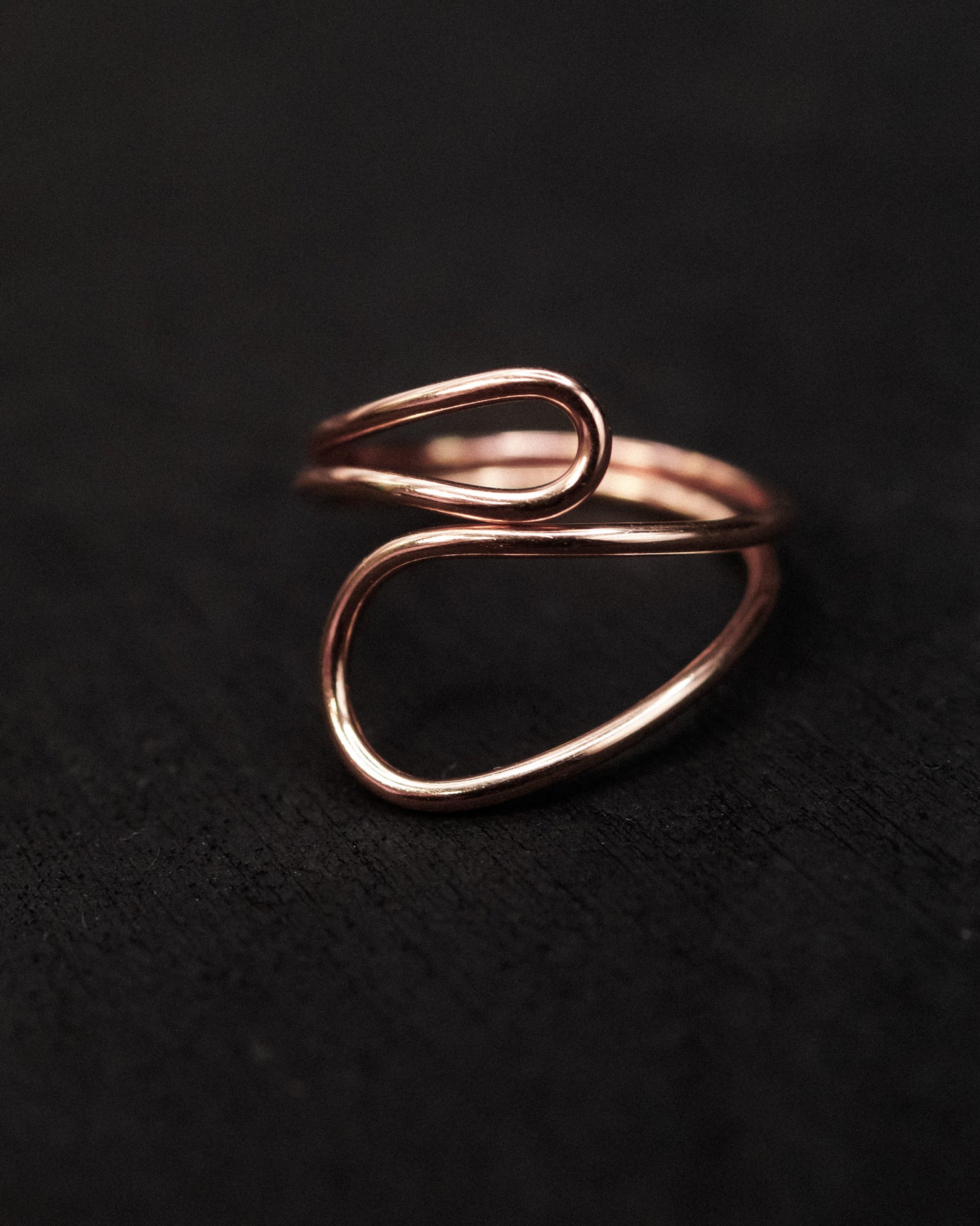 Wave Cuff Ring, 14K Rose Gold Fill
