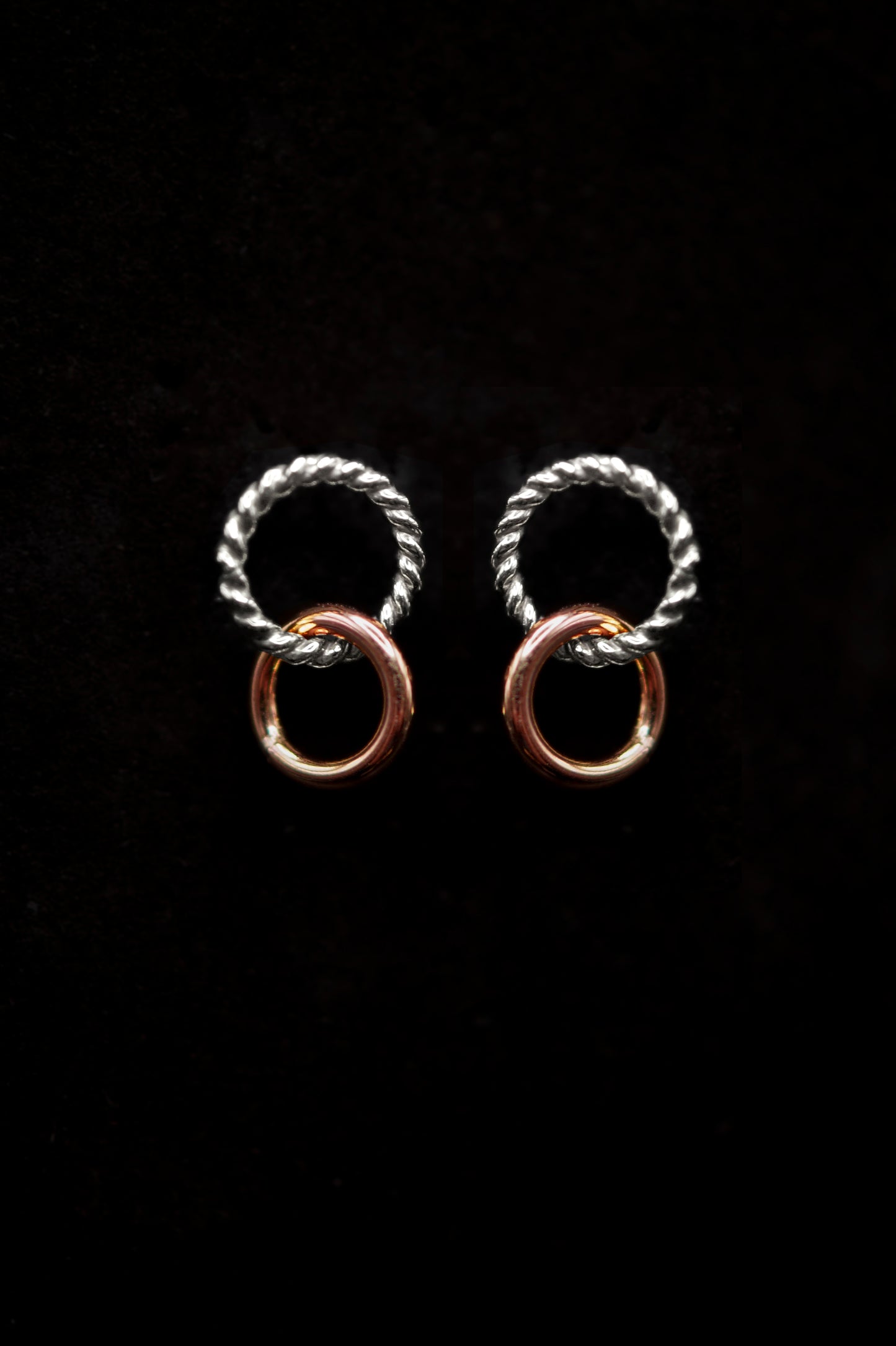 Mixed Texture Link Stud Earrings, Gold Fill, Rose Gold Fill, or Sterling Silver