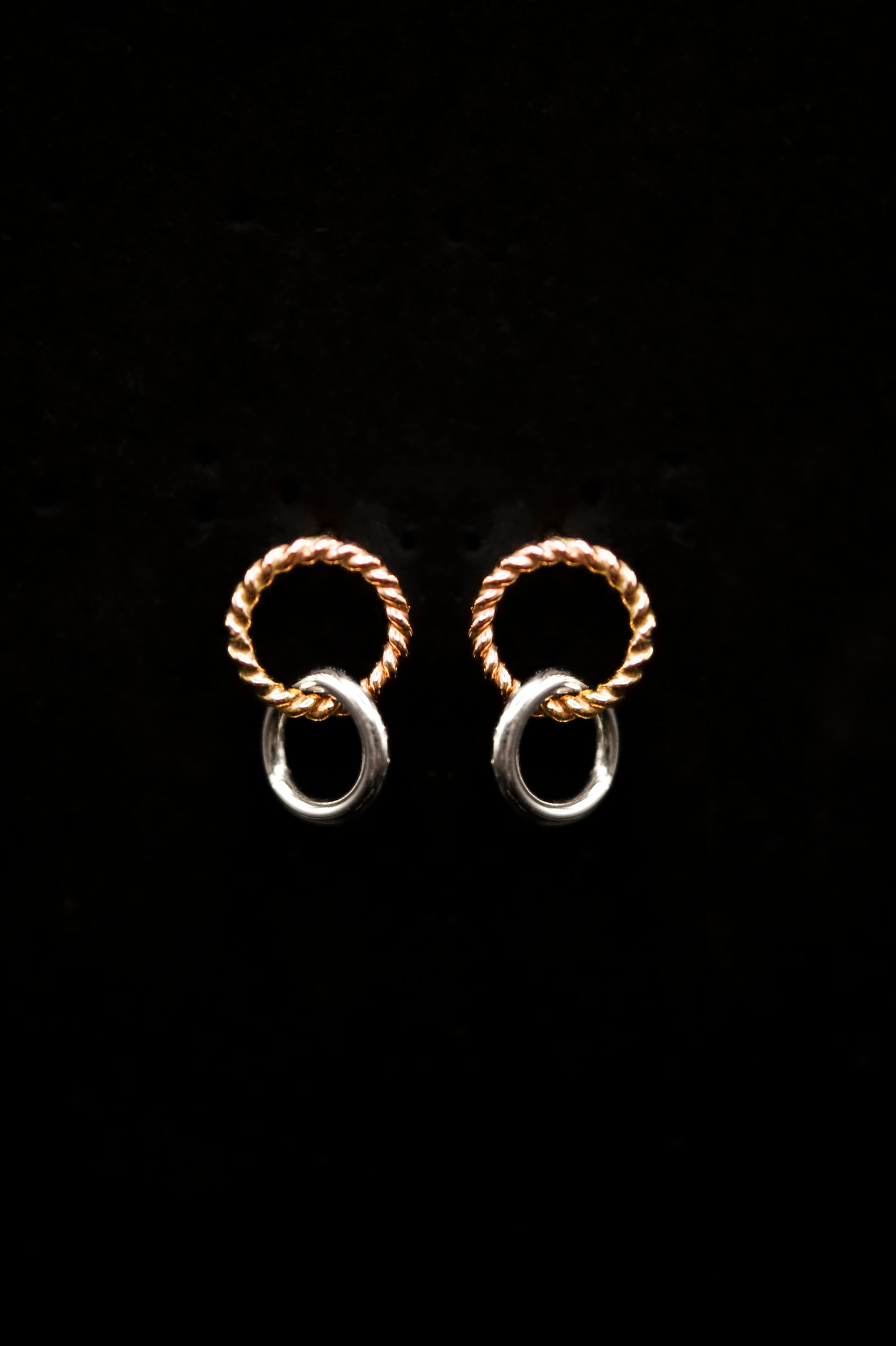 Mixed Texture Link Stud Earrings, Gold Fill, Rose Gold Fill, or Sterling Silver