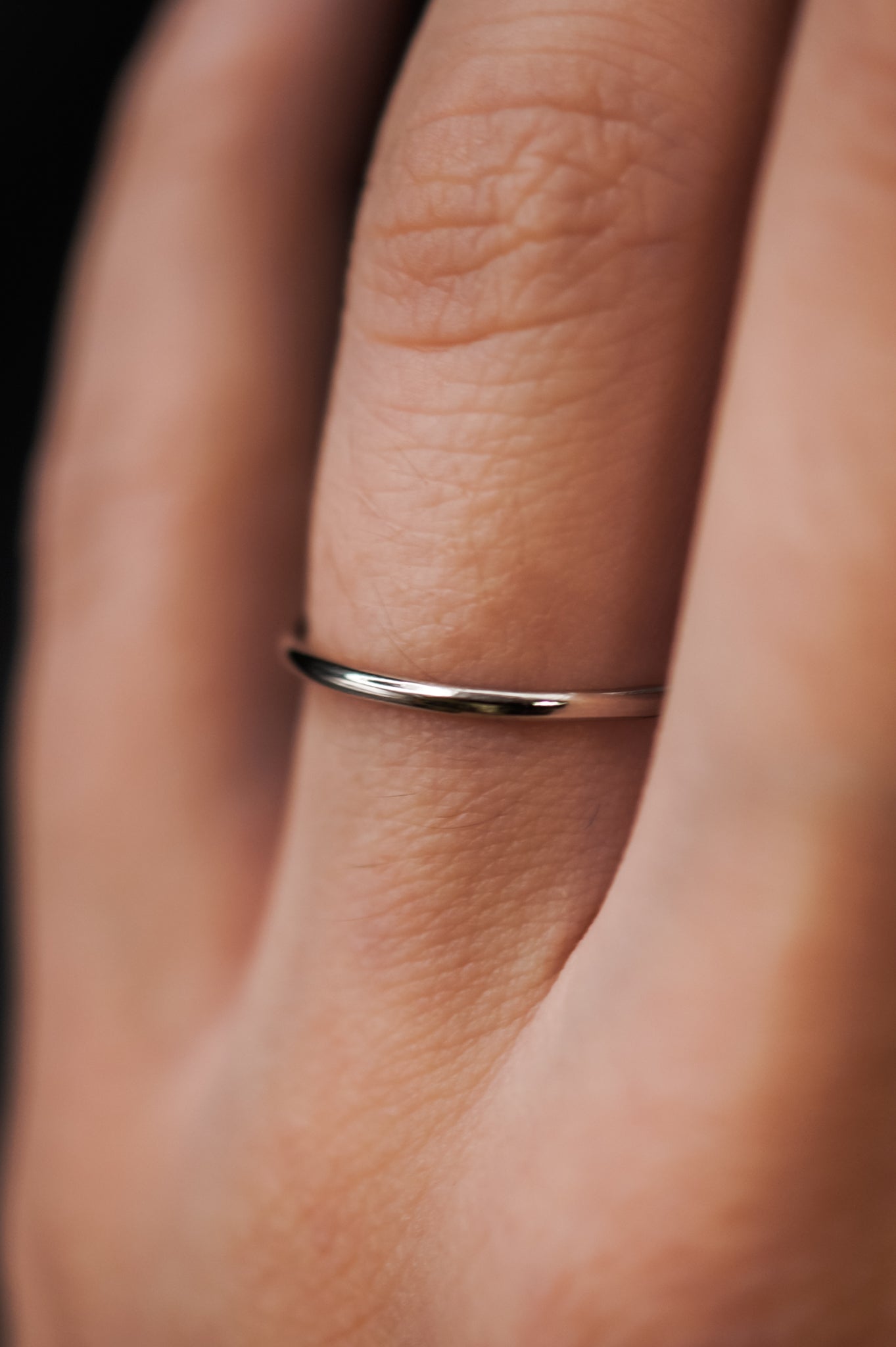 Thick Ring, Solid 14K White Gold