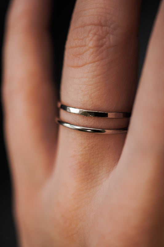 Thick Ring, Solid 14K White Gold