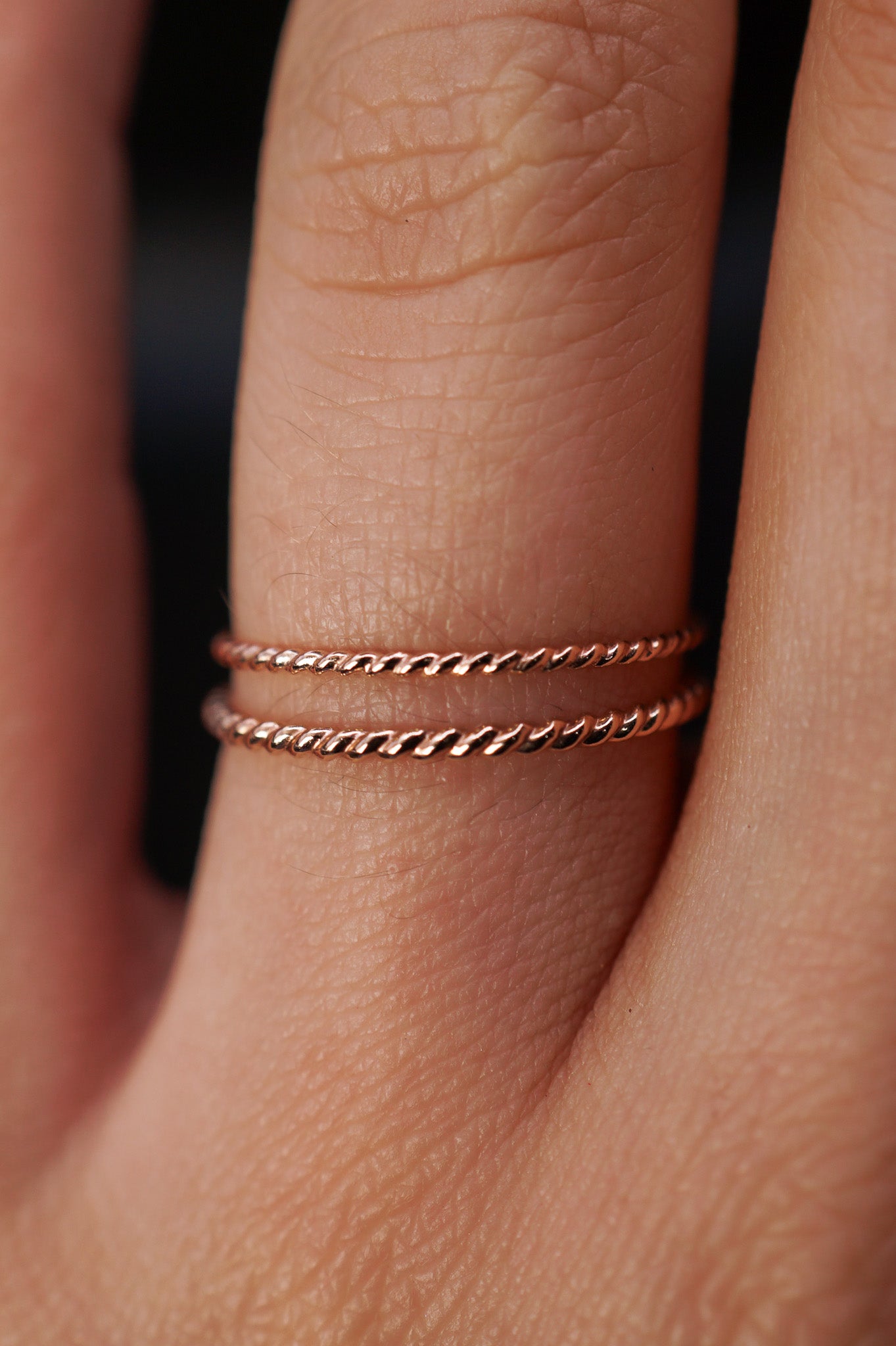 Thick & Thin Twist Set of 2 Stacking Rings in Gold Fill, Rose Gold Fill or Sterling Silver