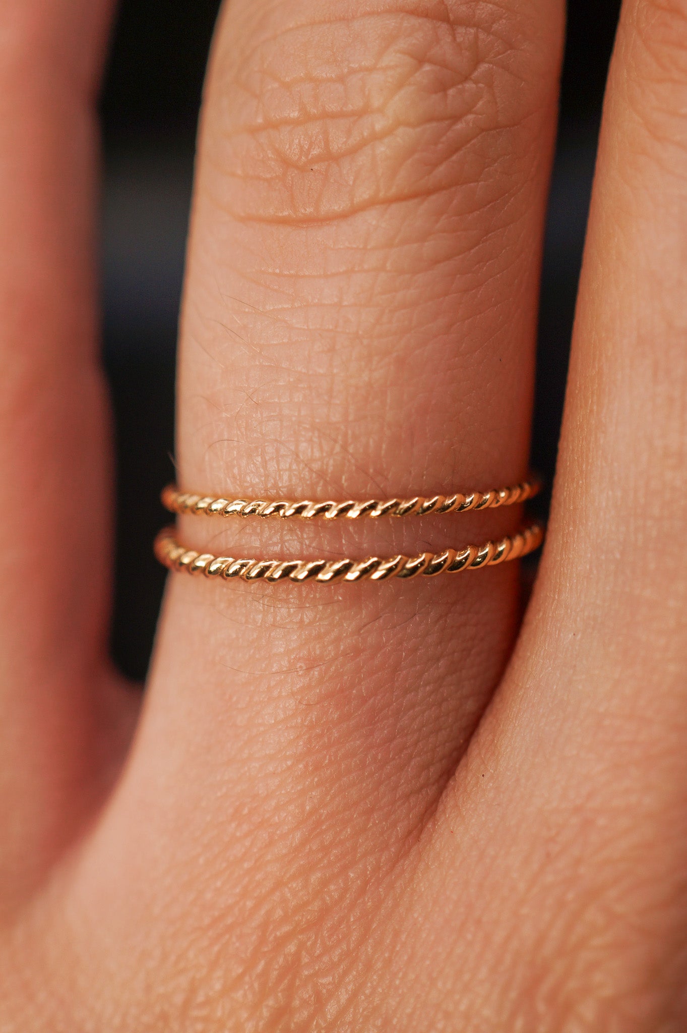 Thick & Thin Twist Set of 2 Stacking Rings in Gold Fill, Rose Gold Fill or Sterling Silver
