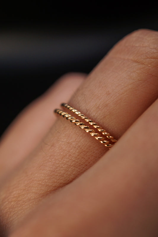 Thick & Thin Twist Set of 2 Stacking Rings in Gold Fill, Rose Gold Fill or Sterling Silver
