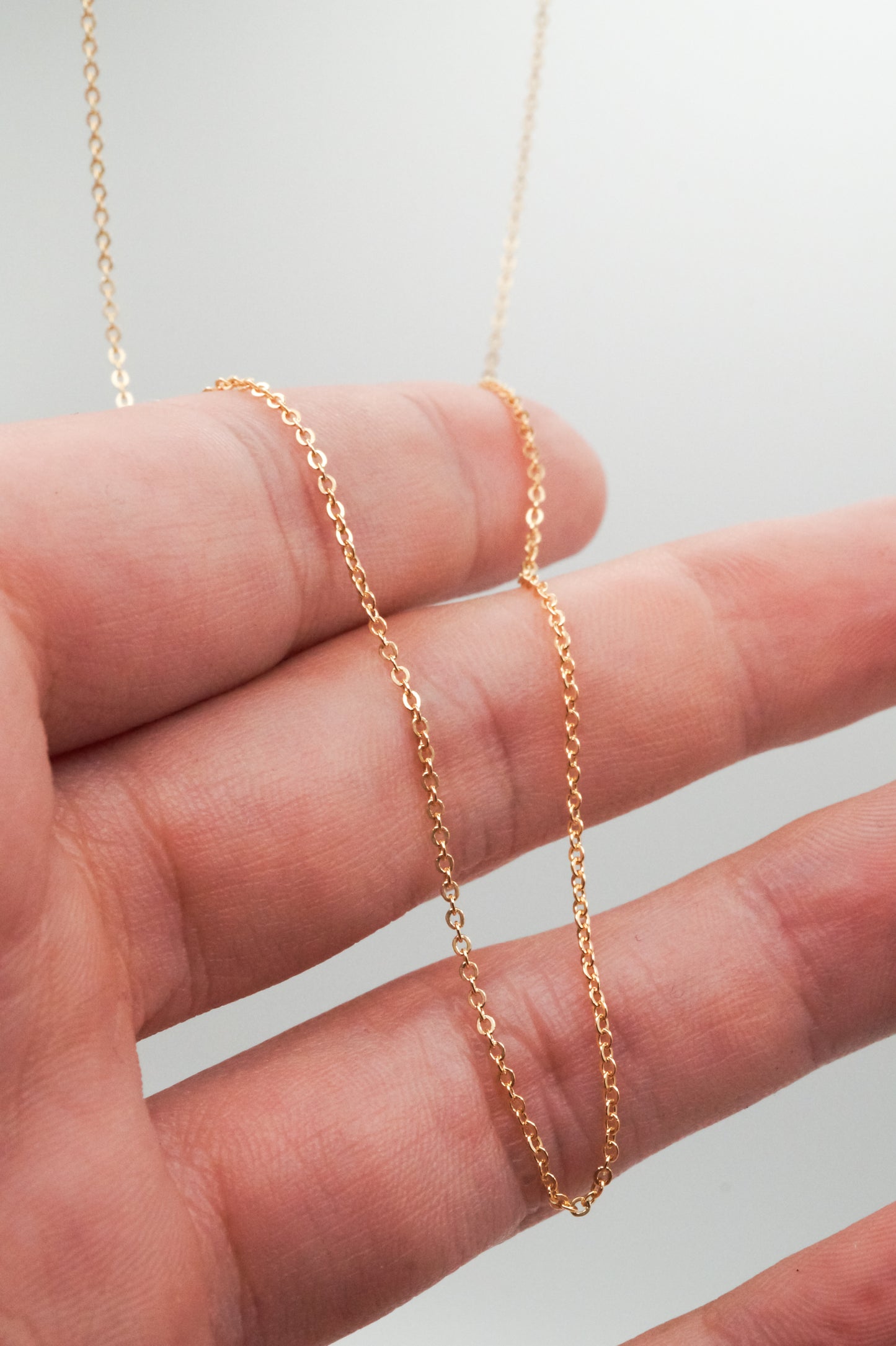 Thin 1mm Cable Chain Necklace, Solid 14K Gold