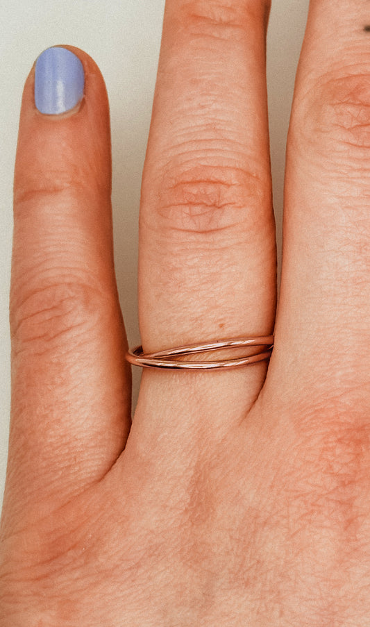 Thin Interlocking Set of 2 Rings, 14K Rose Gold Fill