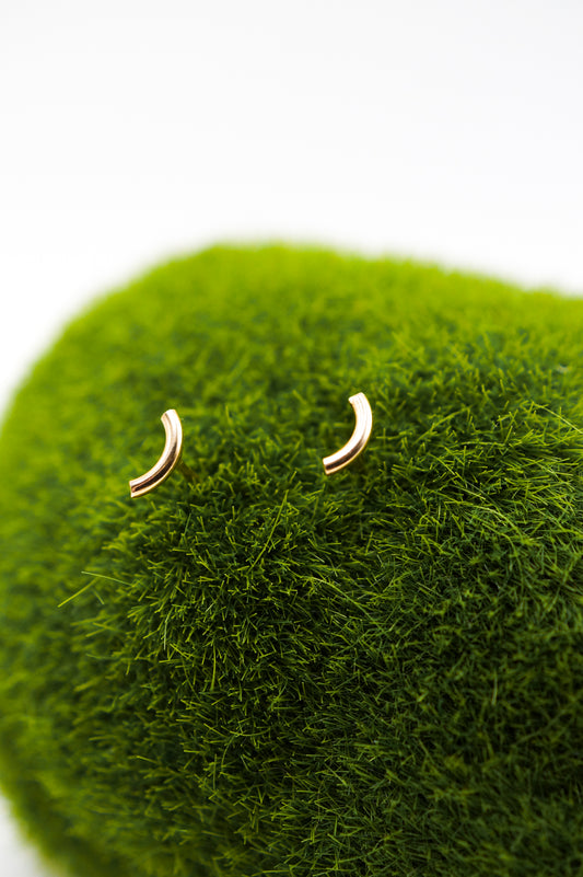 Tiny Arc Stud Earrings, Gold Fill, Rose Gold Fill or Sterling Silver