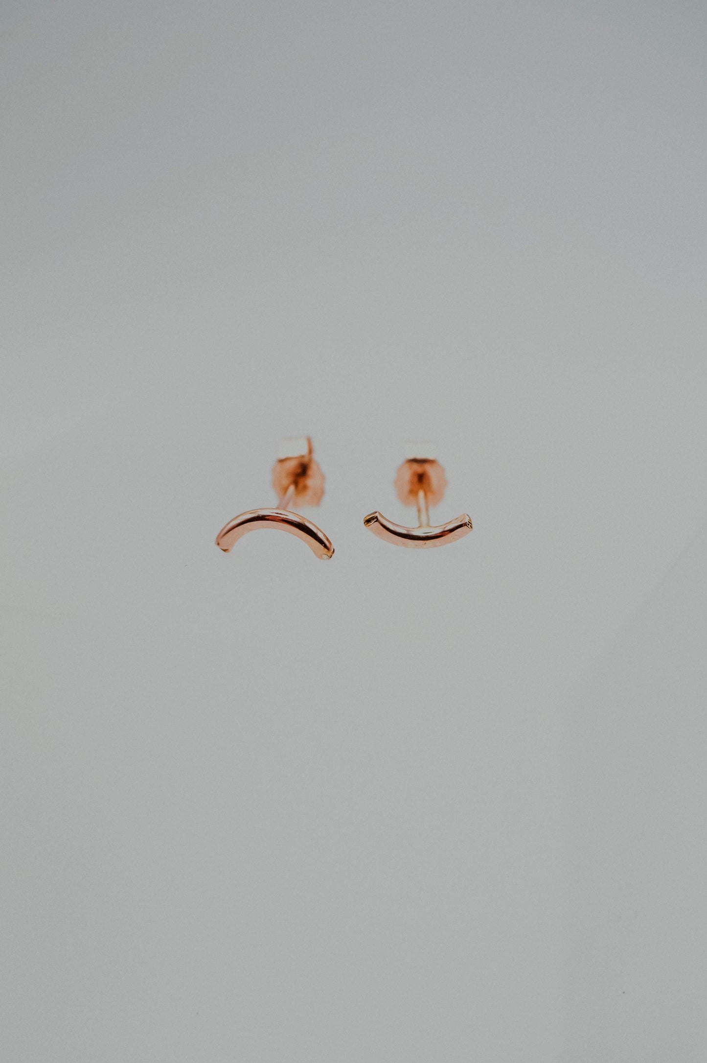 Tiny Arc Stud Earrings in Solid 14k Gold or Rose Gold
