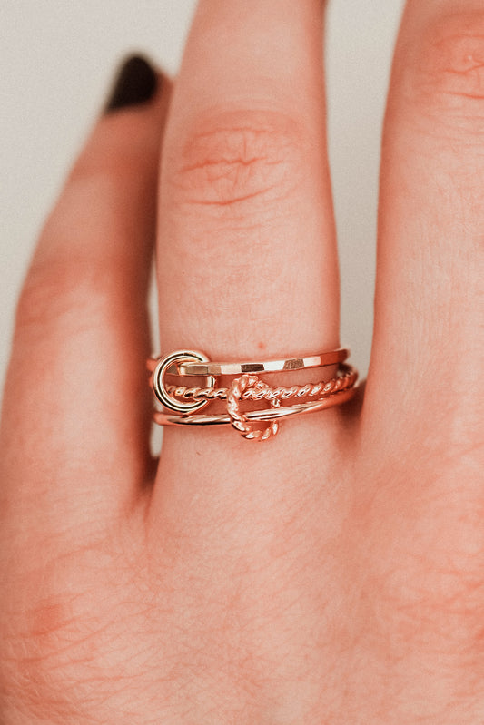 Twist Ladder Link Ring, 14K Rose Gold Fill