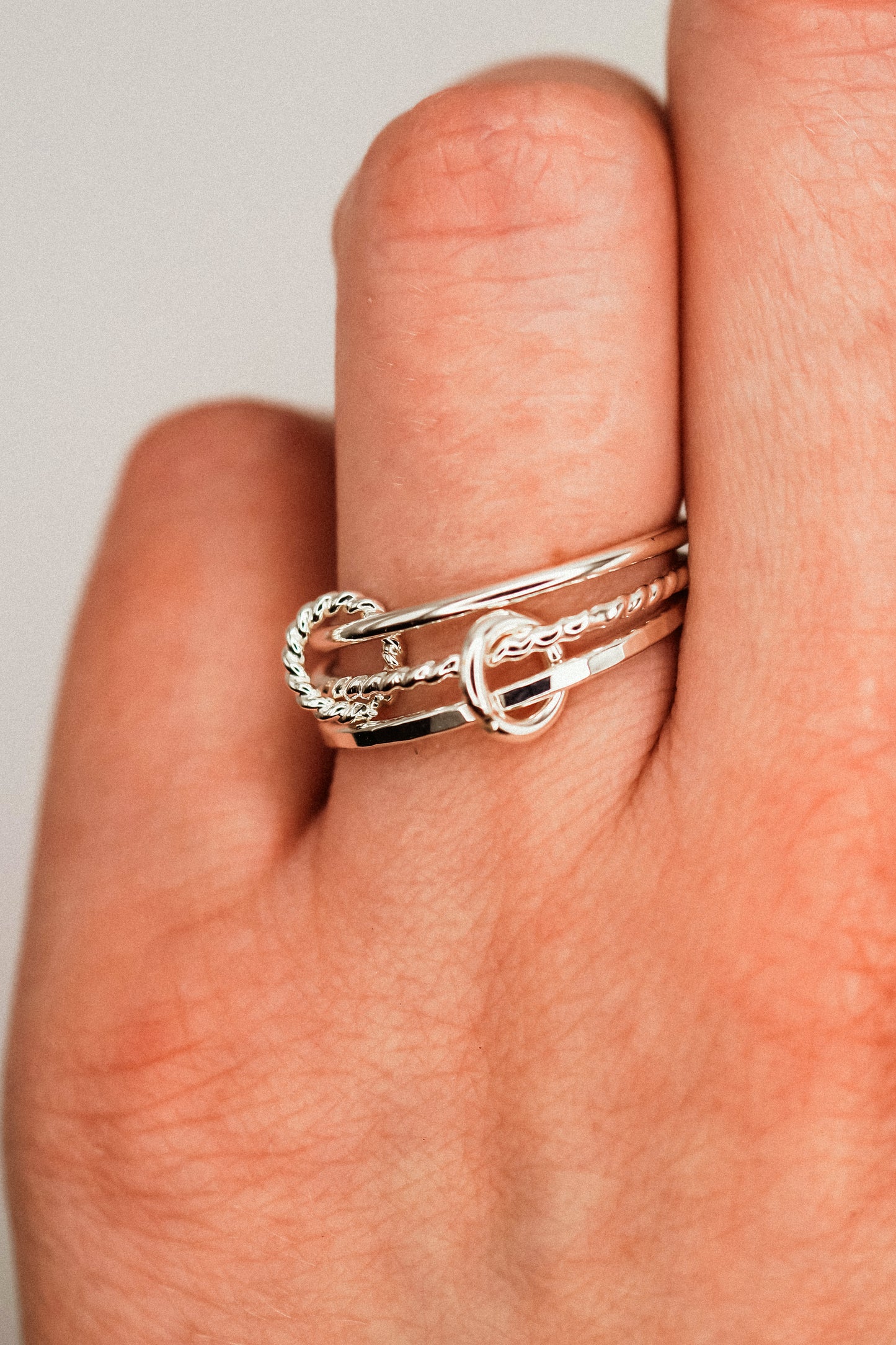 Twist Ladder Link Ring, Sterling Silver