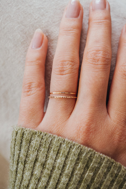 Thin Lined Set Of 2 Stacking Rings, Gold Fill, Rose Gold Fill or Sterling Silver