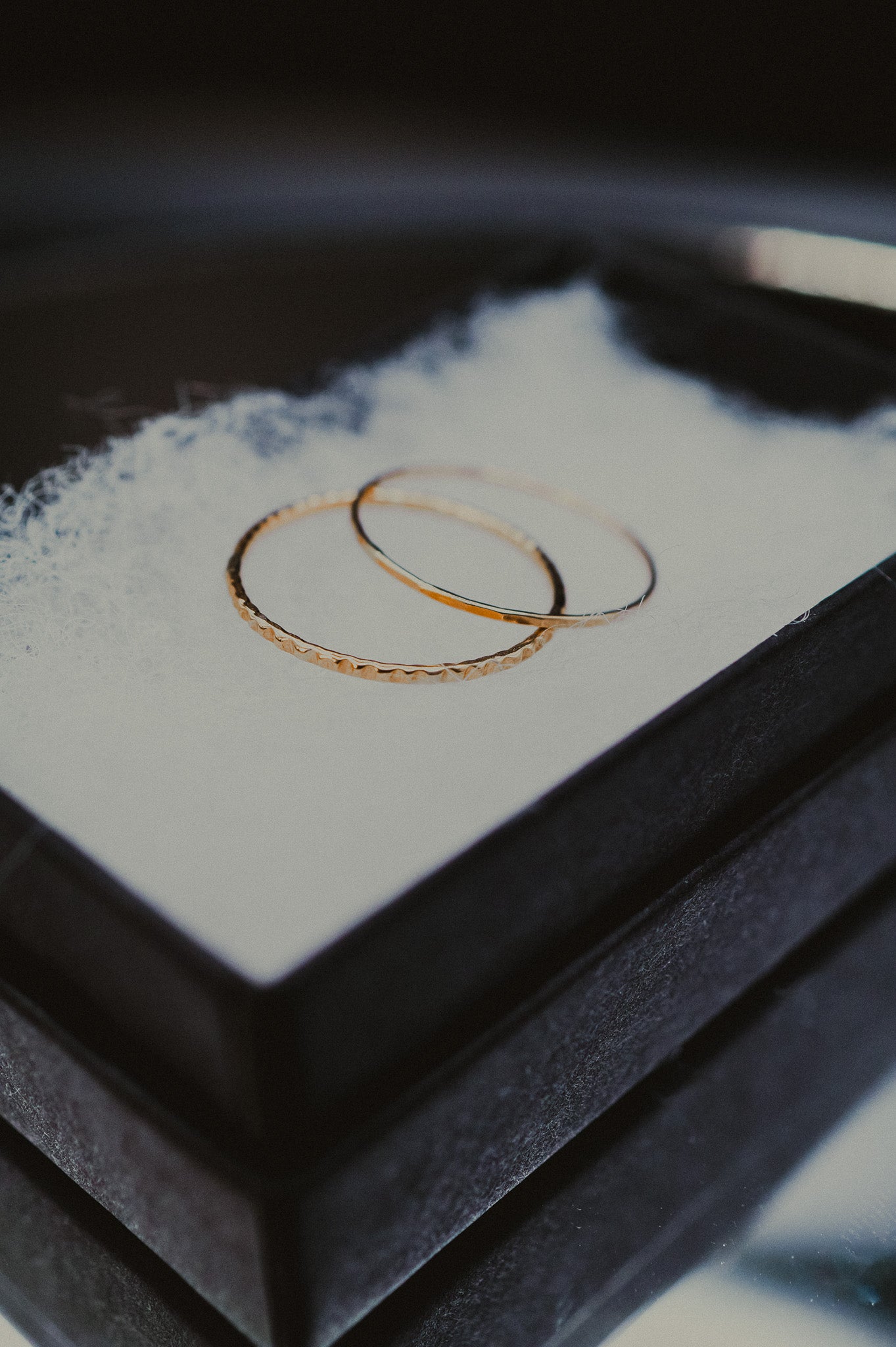 Thin Lined Set Of 2 Stacking Rings, Gold Fill, Rose Gold Fill or Sterling Silver