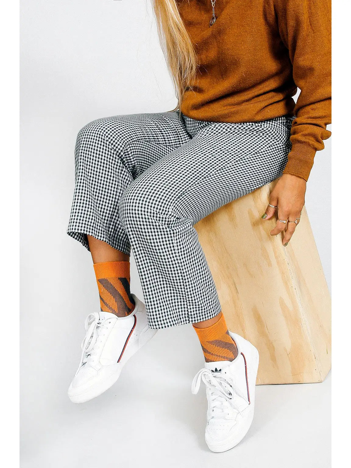 Orange Zebra Ankle Socks