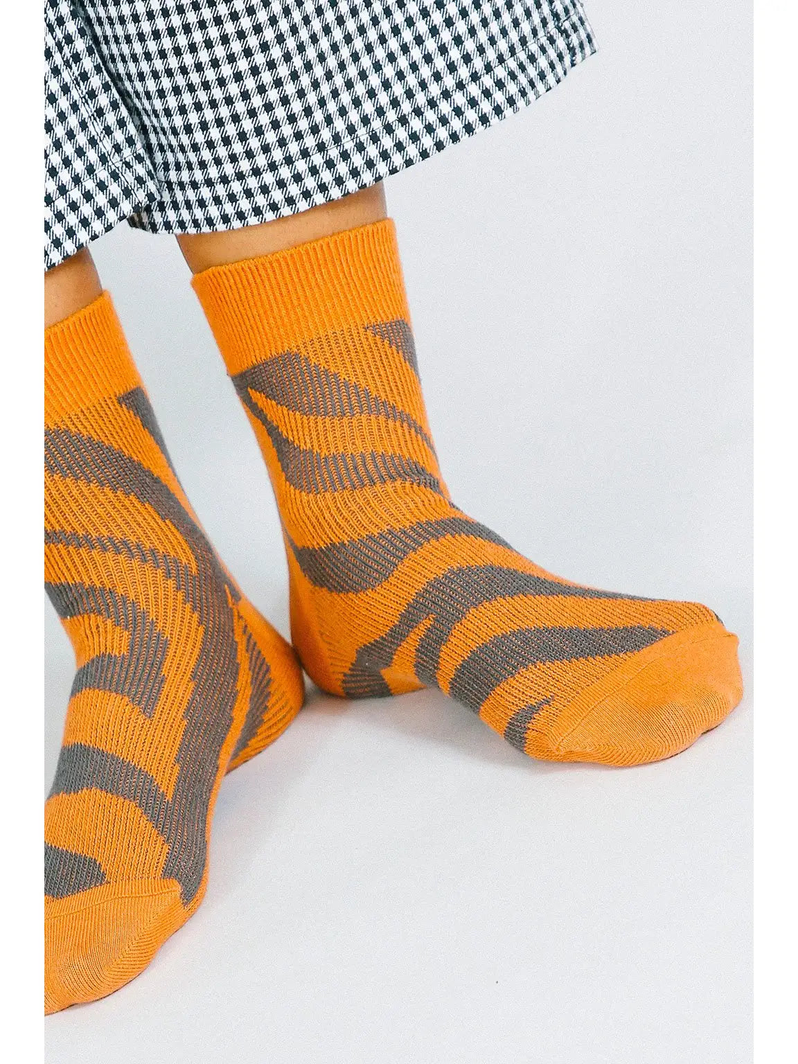Orange Zebra Ankle Socks
