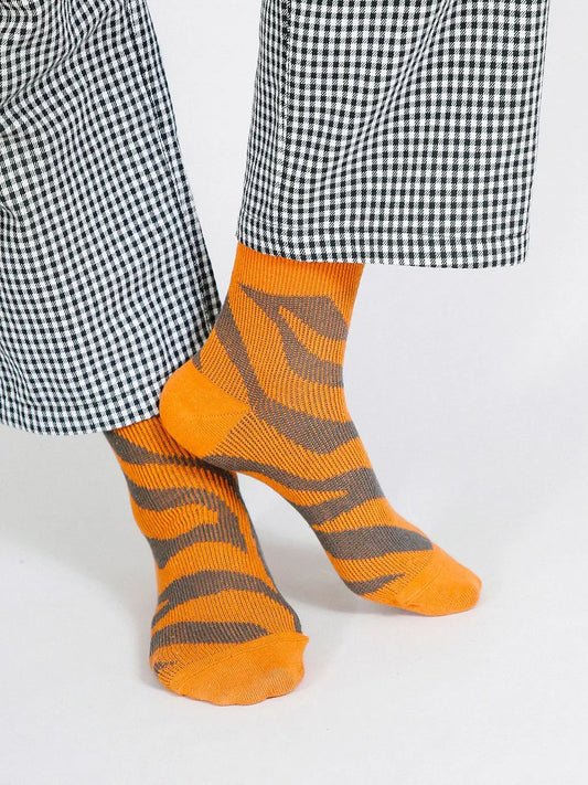 Orange Zebra Ankle Socks