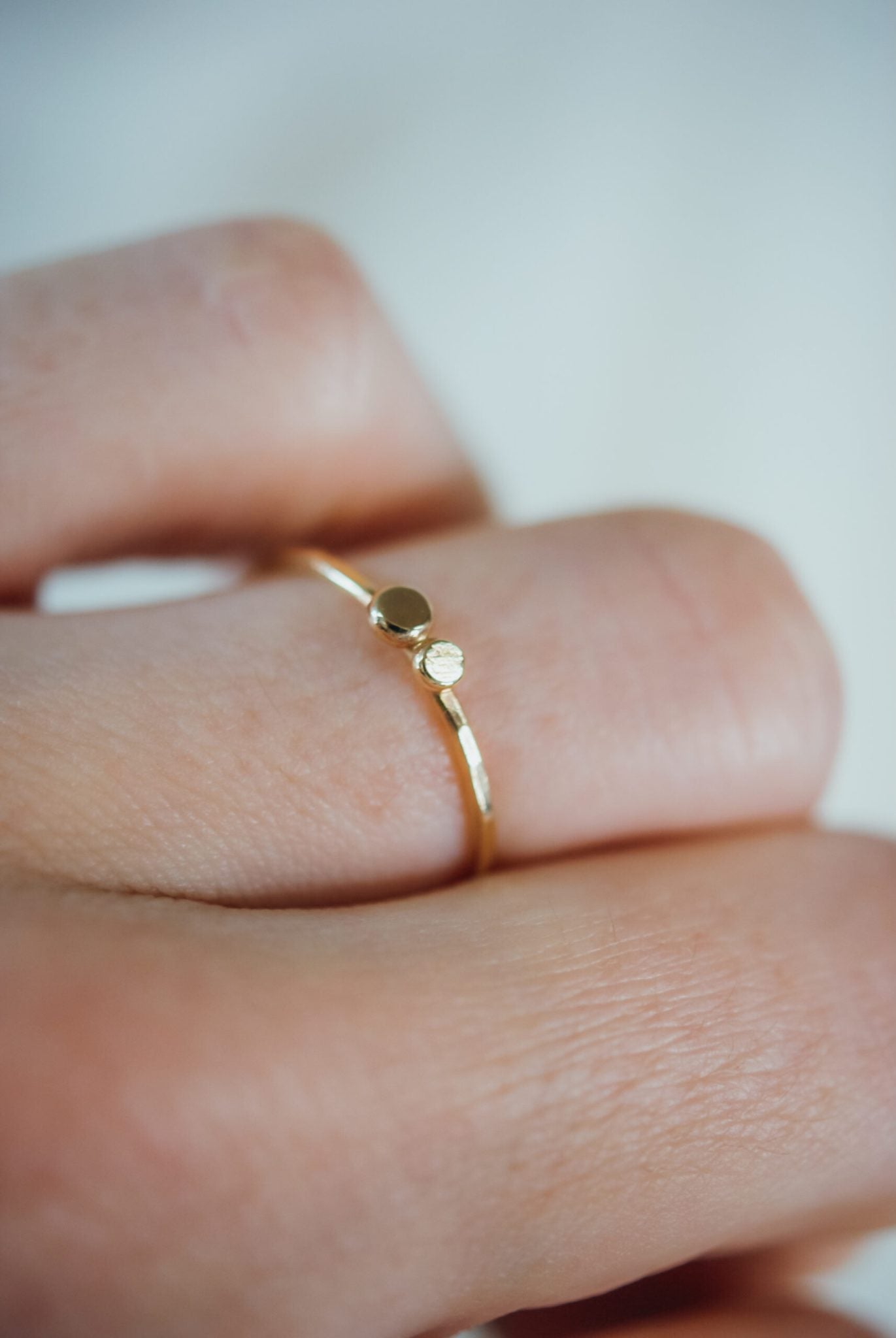 Double Pebble Ring, Solid 14K Gold