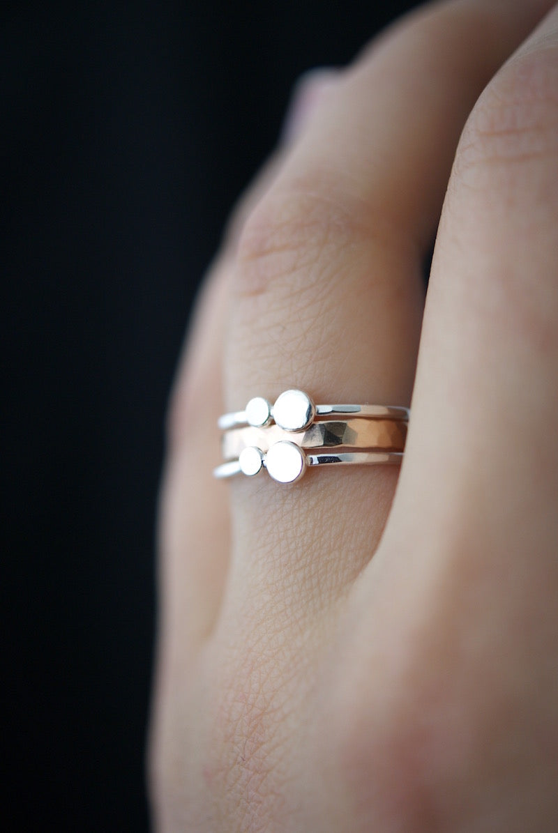 Double Pebble Ring, Sterling Silver