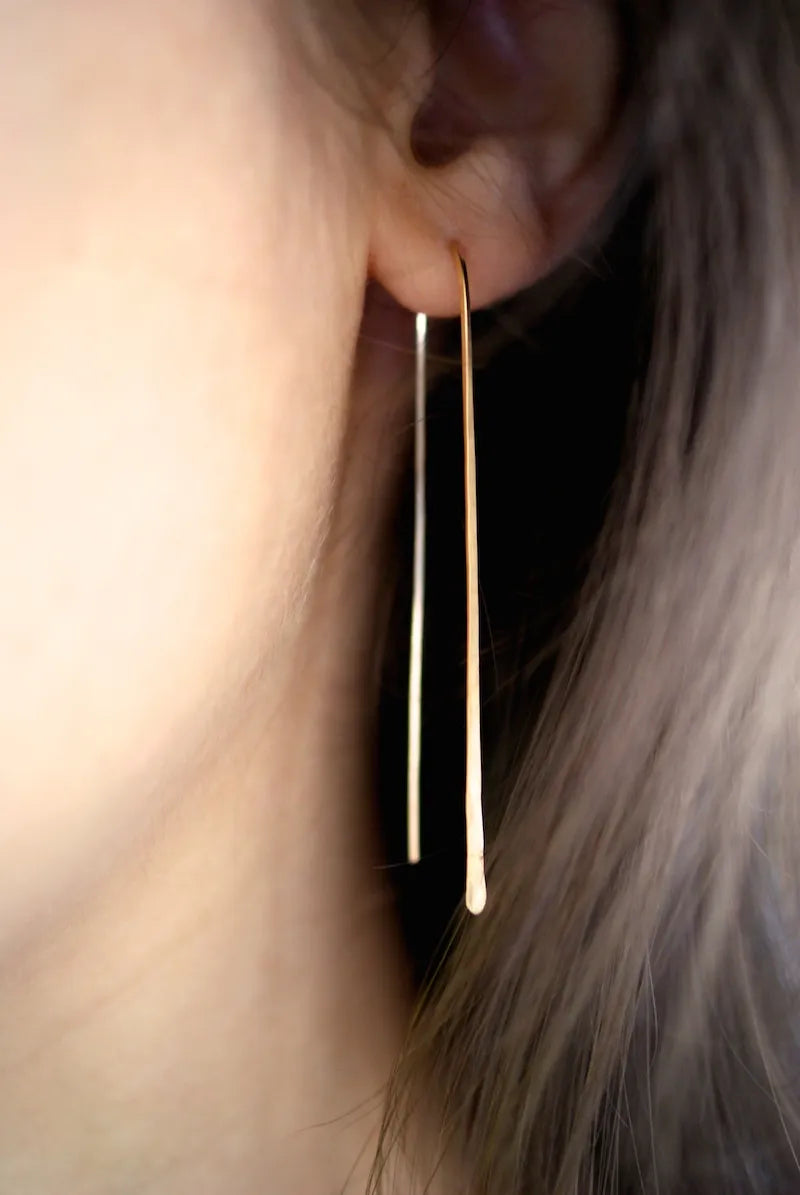 Long Arch Earrings in Solid Gold or Rose Gold