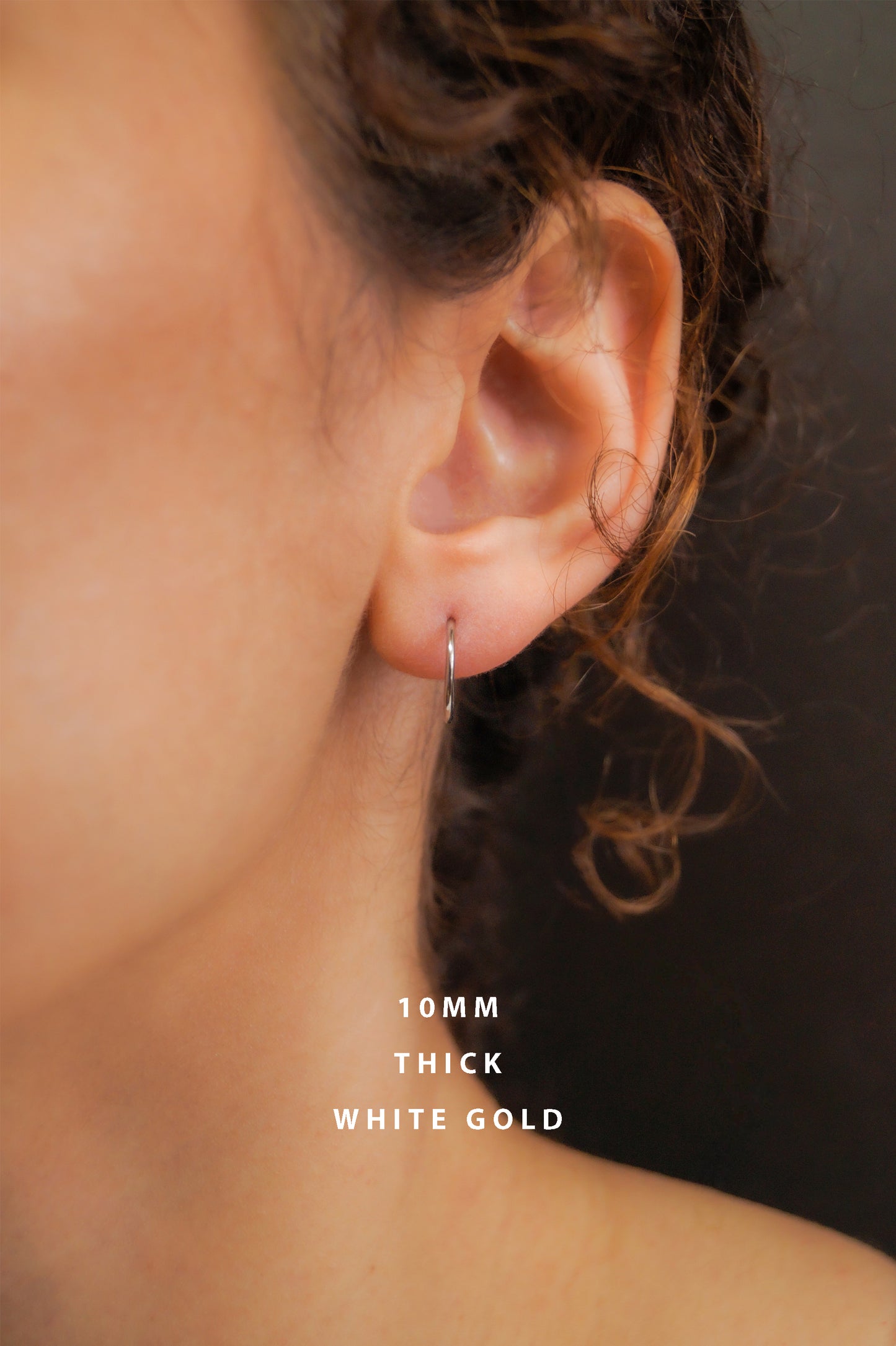 Huggie Hoop Earring in Solid 14K White Gold