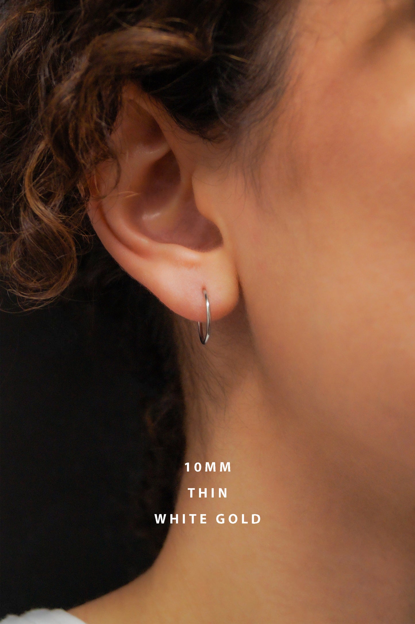 Huggie Hoop Earring in Solid 14K White Gold