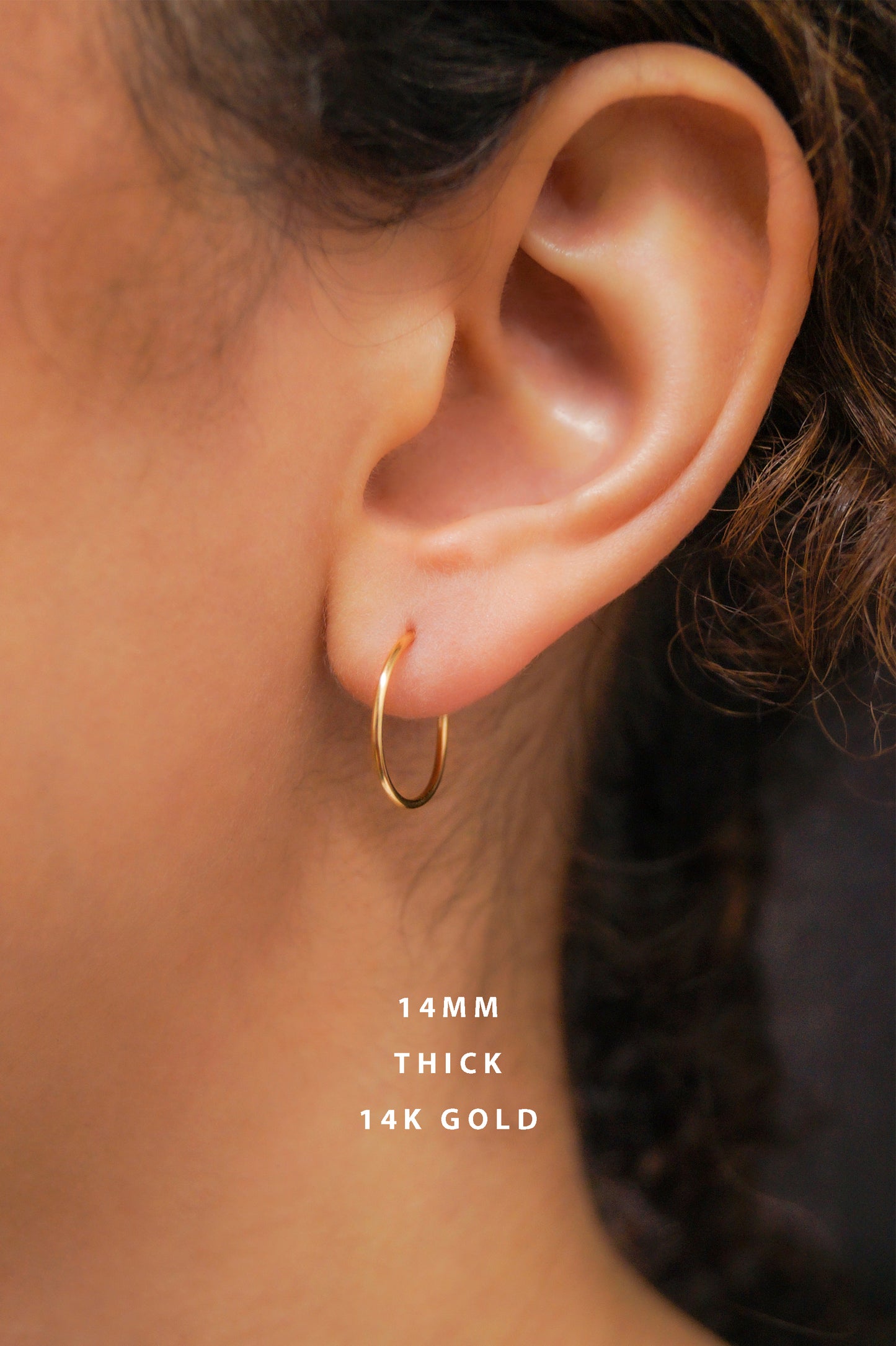 Huggie Hoop Earring in Solid 14K Gold