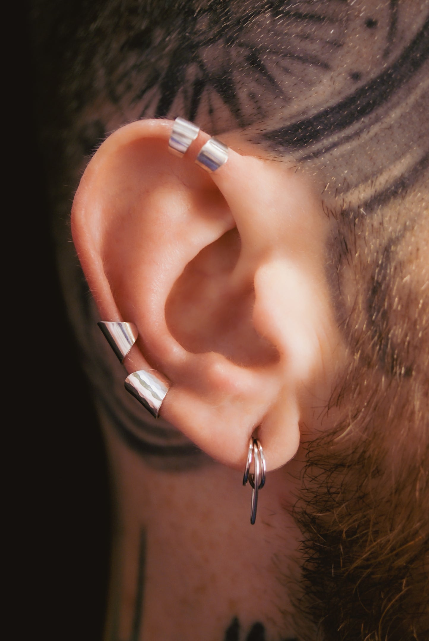 Triangle Huggie Hoop Earring, Solid Gold, Rose Gold or White Gold