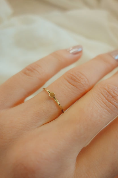 Small Pebble Ring, Solid 14K Gold