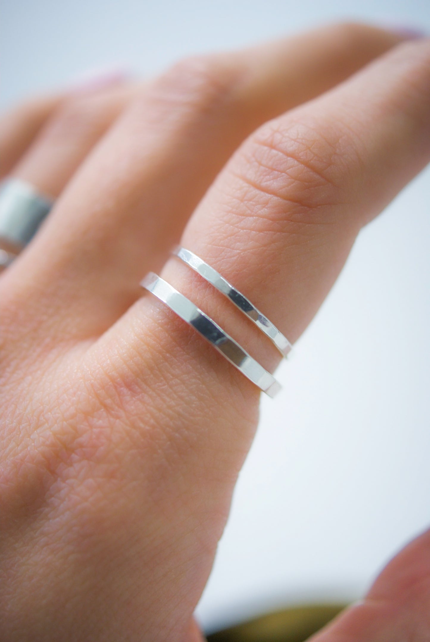 Thick Square Ring, Sterling Silver