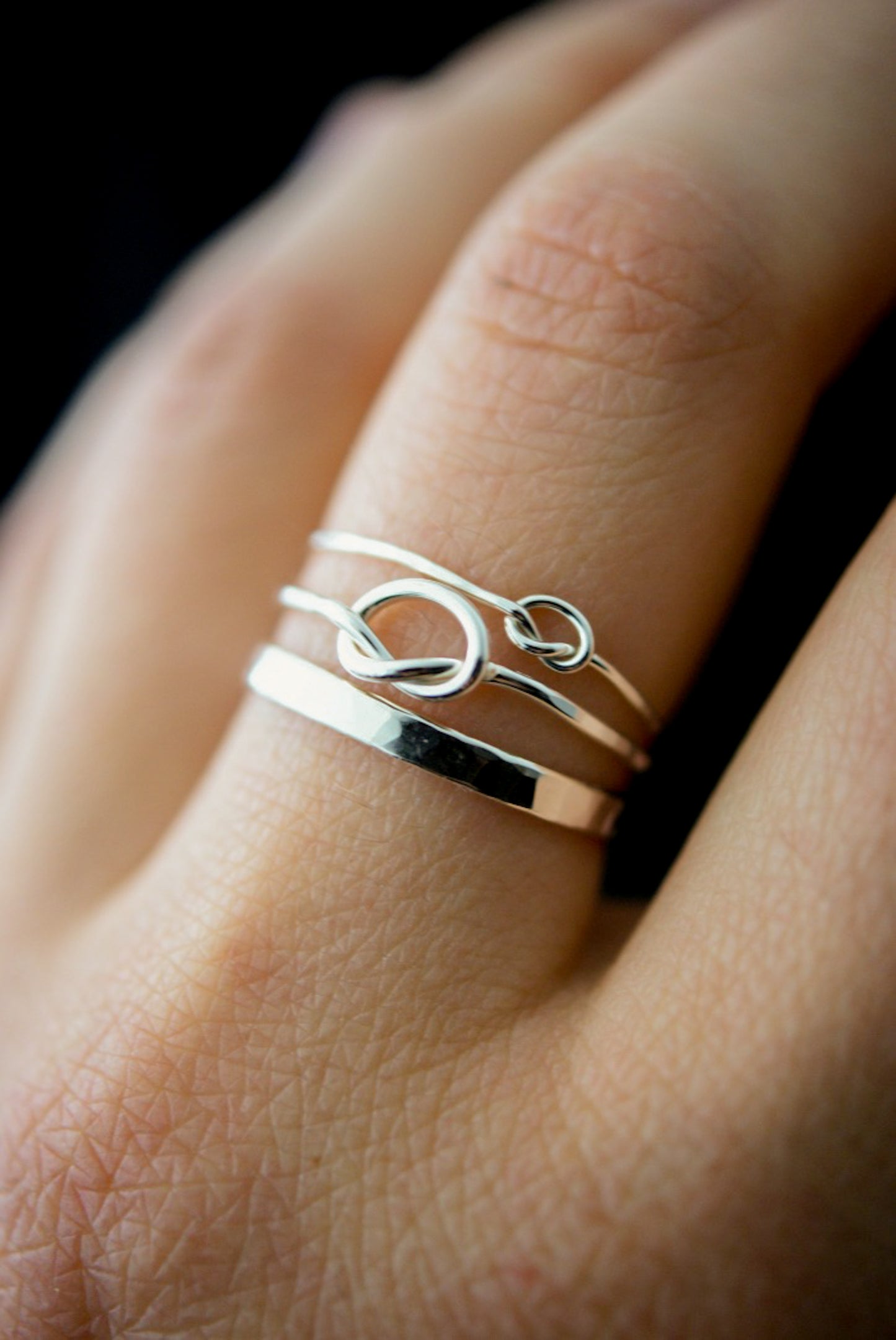 Thick Knot Set of 3 Stacking Rings, Gold Fill, Rose Gold Fill or Sterling Silver