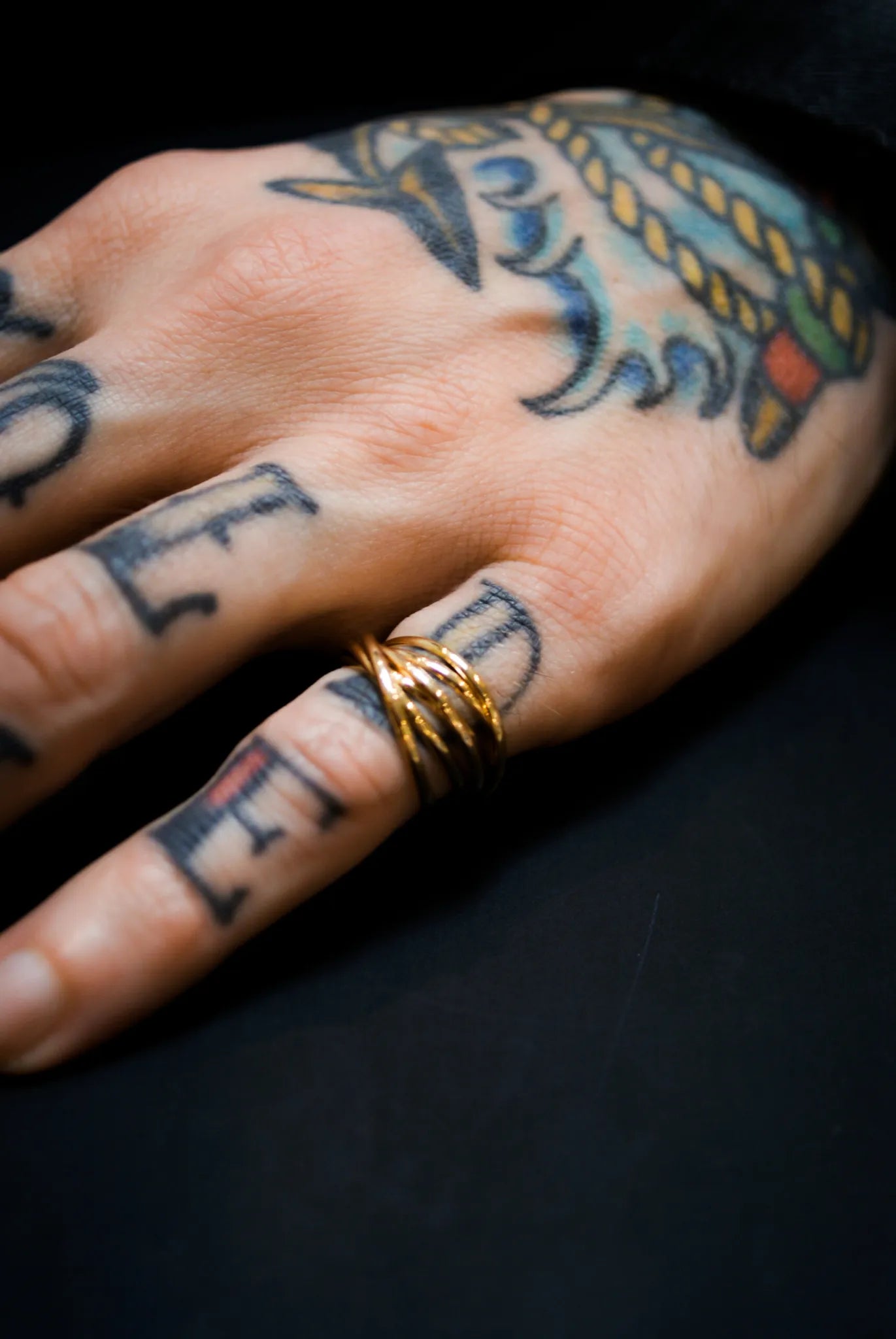 Thin Interlocking Set of 6 Rings, 14K Gold Fill