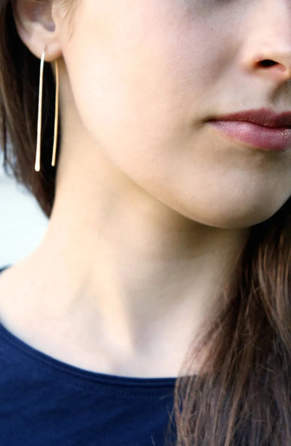 Long Arch Earrings in Solid Gold or Rose Gold