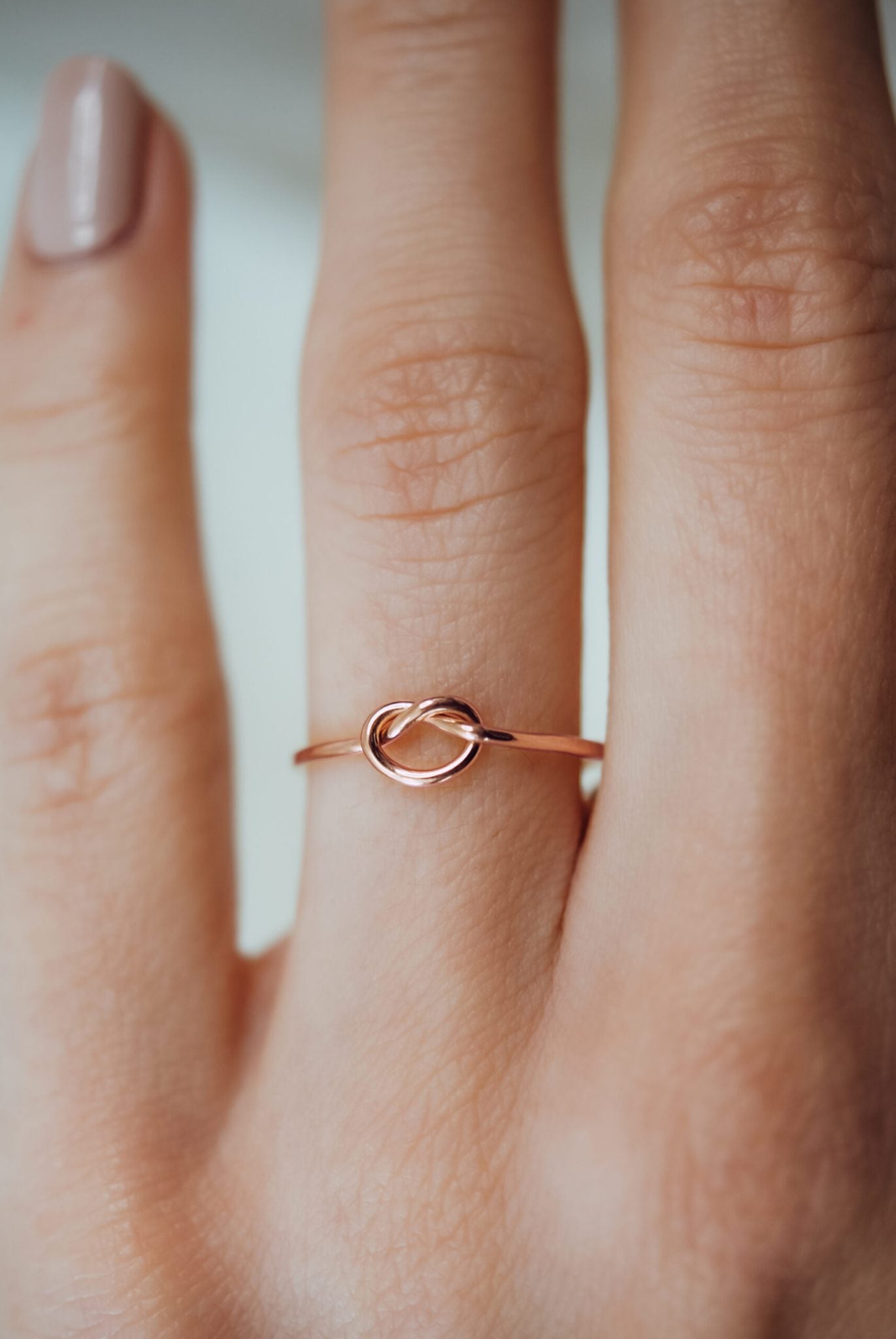 Stackable Ring Solid Gold Knot Ring Closed Knot Ring, 14K Gold