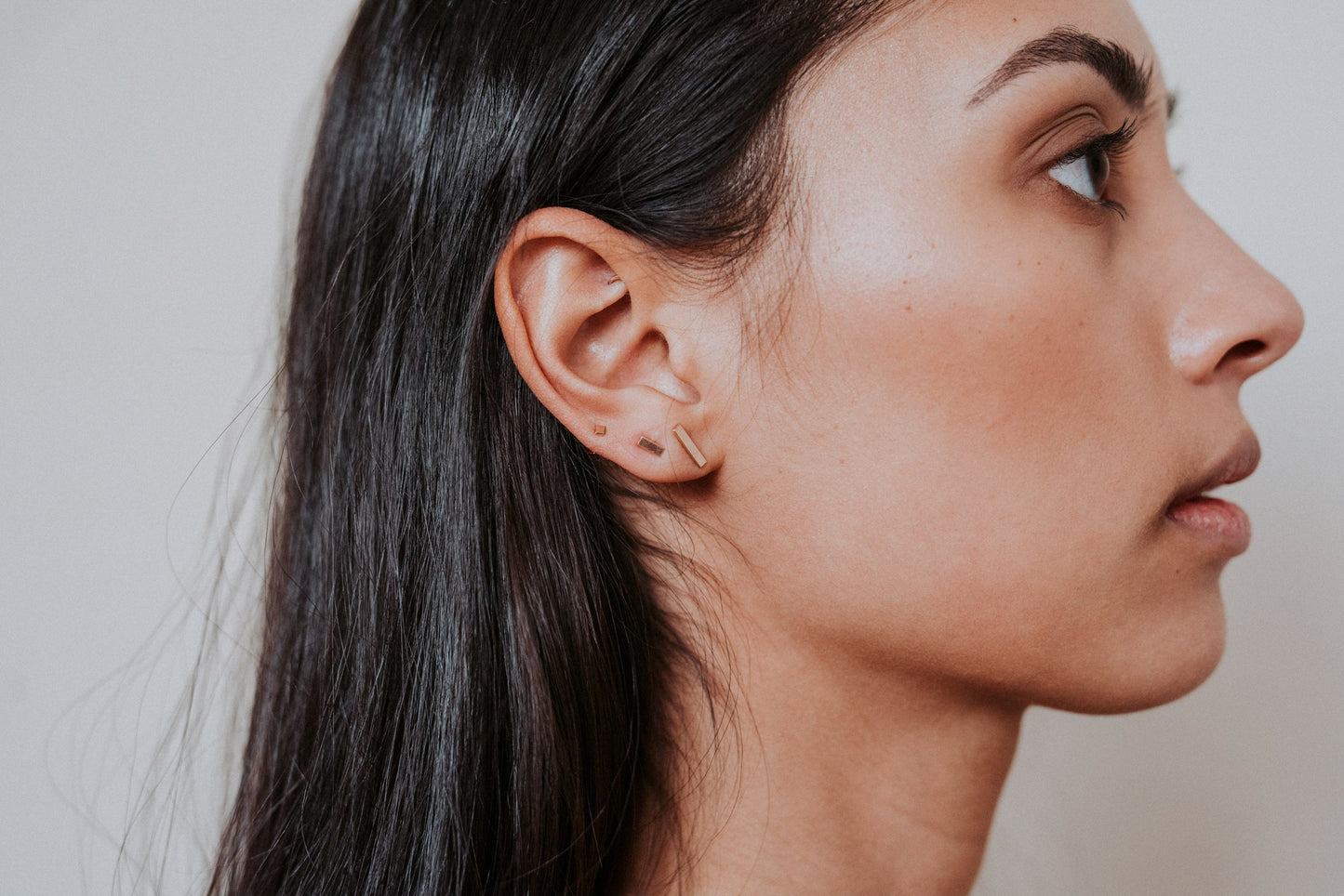 Mini Mirror Stud Earrings in Solid Gold