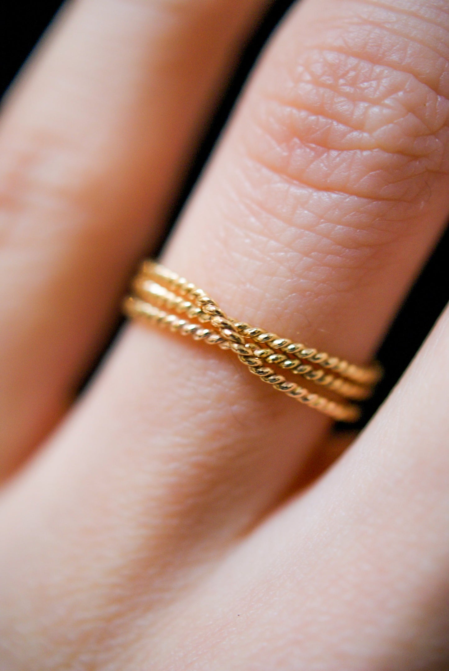 Twist Overlap Ring, Solid 14K Gold